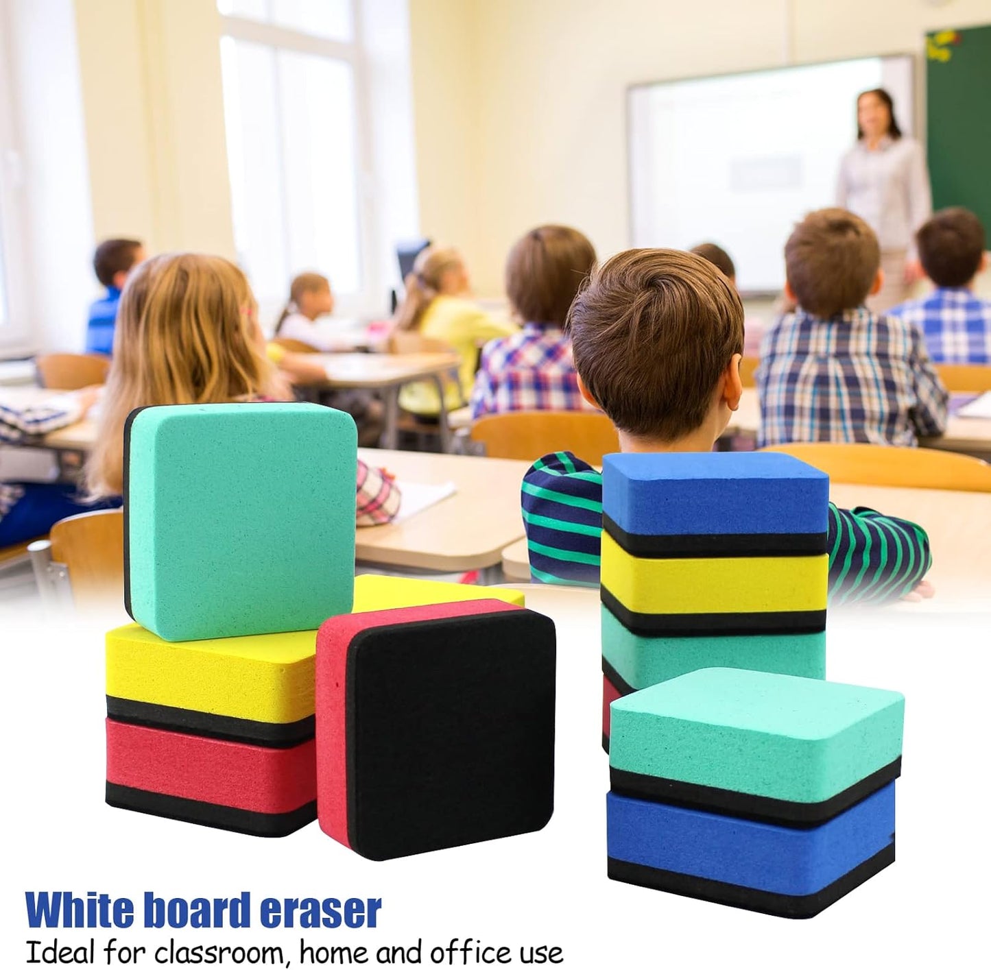 Dry Erase Eraser,12 Pack Magnetic Whiteboard Erasers,Small Dry Erase Board Erasers for Classroom, Home, and Office(12pcs-Square)