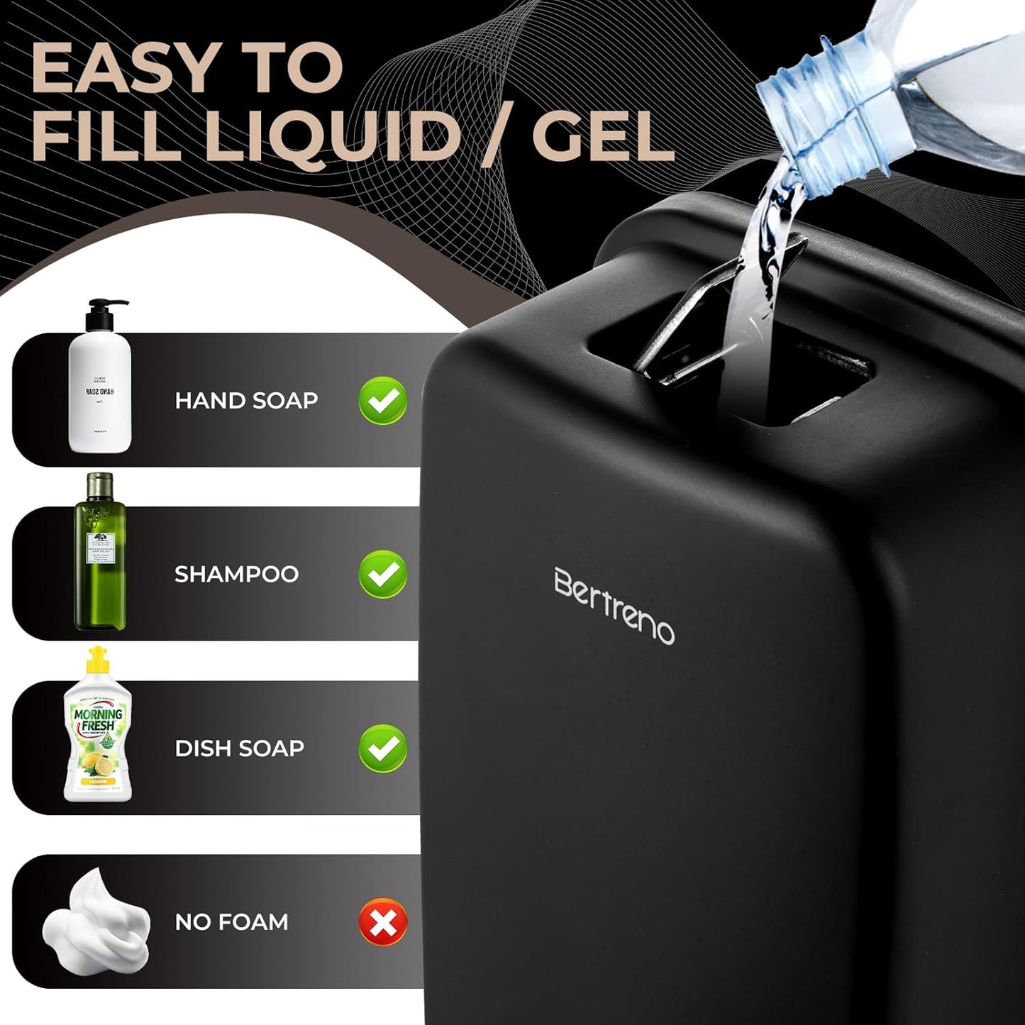 Commercial Soap Dispenser Wall Mount Stainless Steel Soap Dispensers Liquid Manual Anti-Leak Pump Hand Soap Dispenser for Bathroom Kitchen Black (28 fl.oz./800ml)