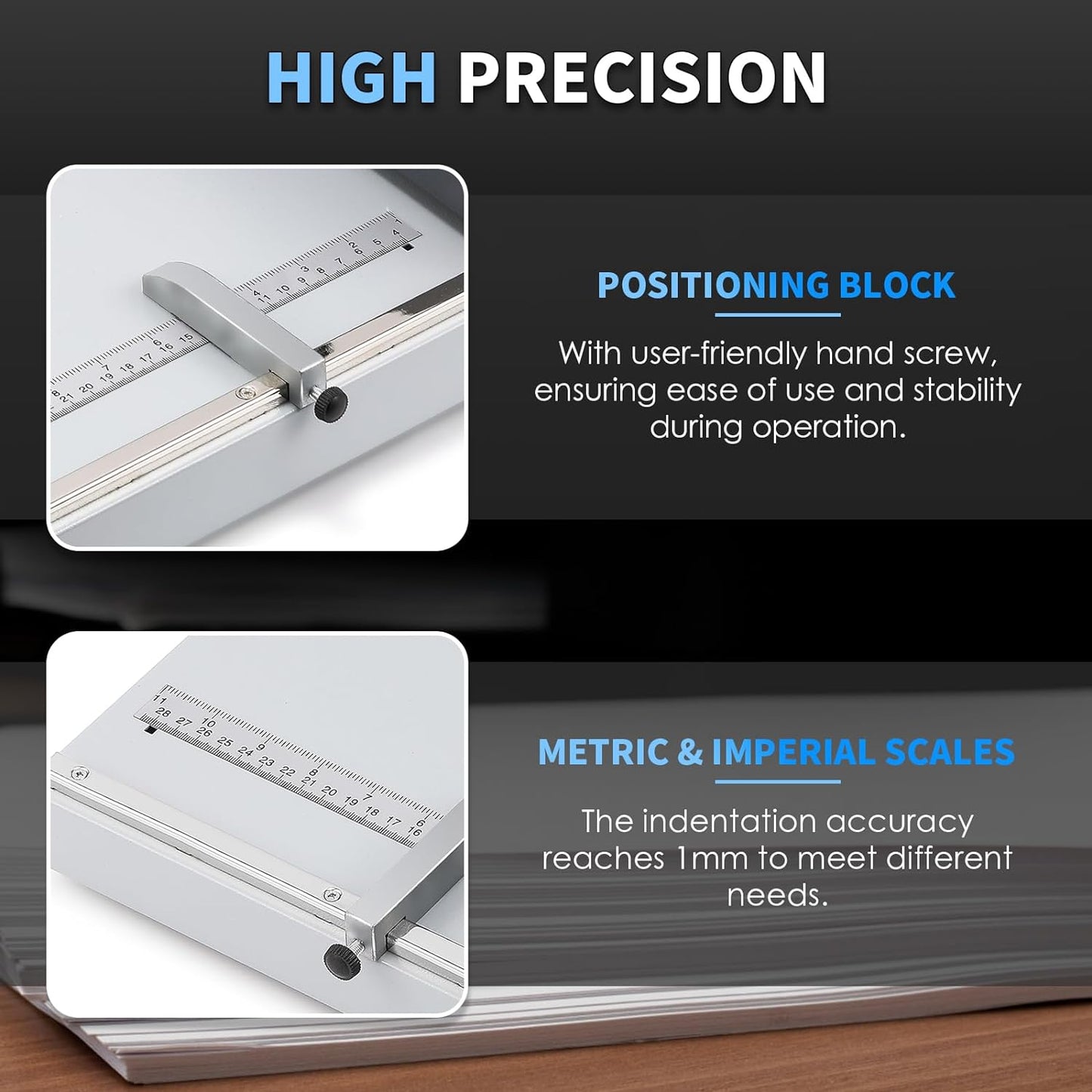 Mxmoonant Manual Creasing Machine 60-500g Paper Folding Creaser with 2 Adjustable Block & Metric/Imperial Positioning Ruler for Paper Sheet Cardstock