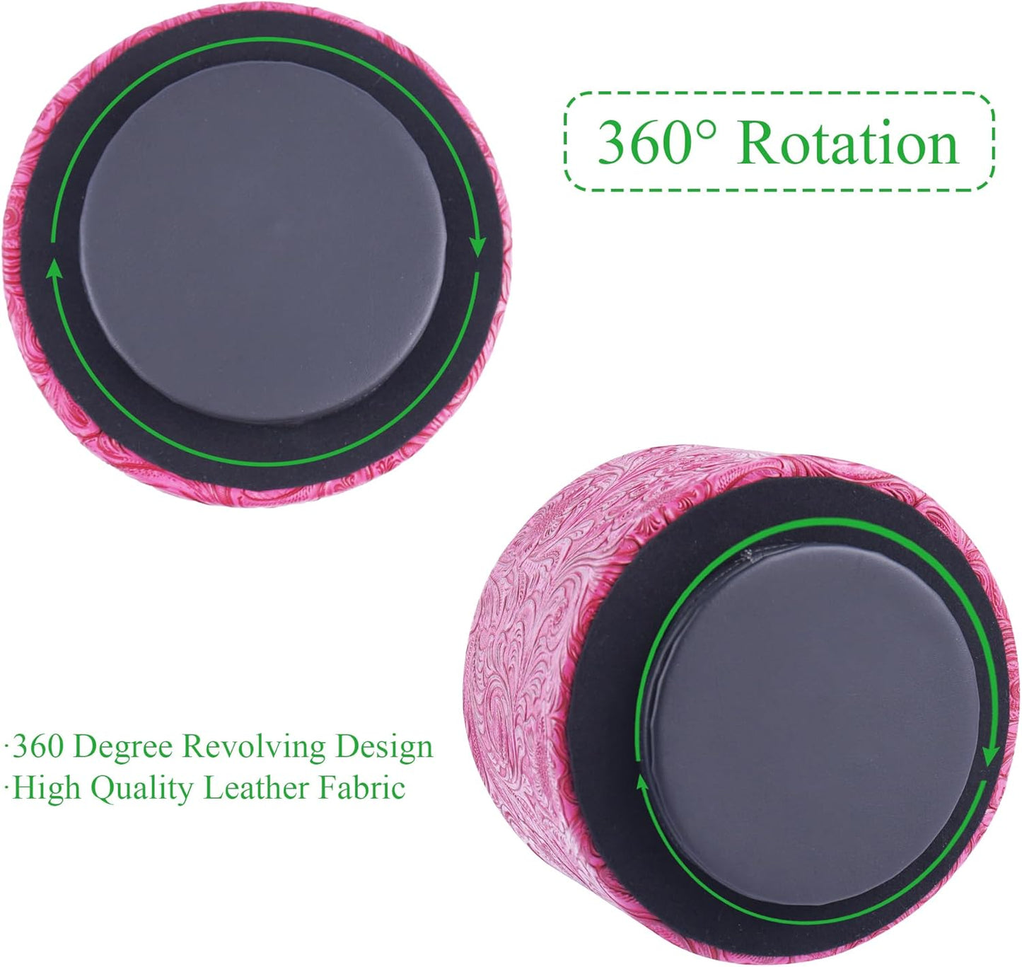 lizimandu Round Leather Art Supply Organizer,Remote Control Holder,360 Degree Spinning,Multi-Functional Pencil Holder,4 Compartments Desktop Stationary Organizer(1-Carved Red2)