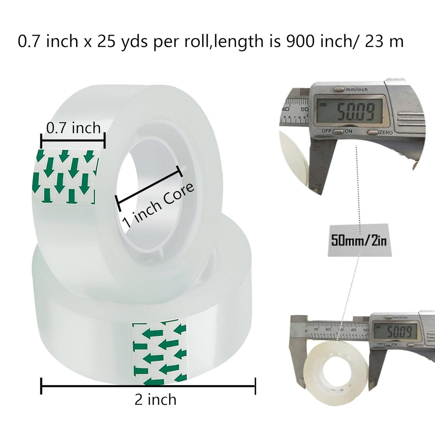 144 Rolls Transparent Tape Refills Rolls Each Rol 1 inch Corel 3/4 x 900 Inches,for School,Office, Home.