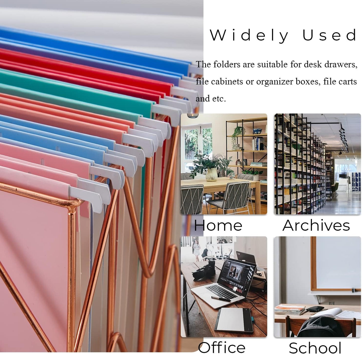 Y YOMA 12 Pack Colored Hanging File Folders Letter Size Decorative Hanging Folder Cute Pretty File Folder Organizer for Filing Cabinet Office Home with 1/5-Cut Adjustable Tabs, 6 Selected Color