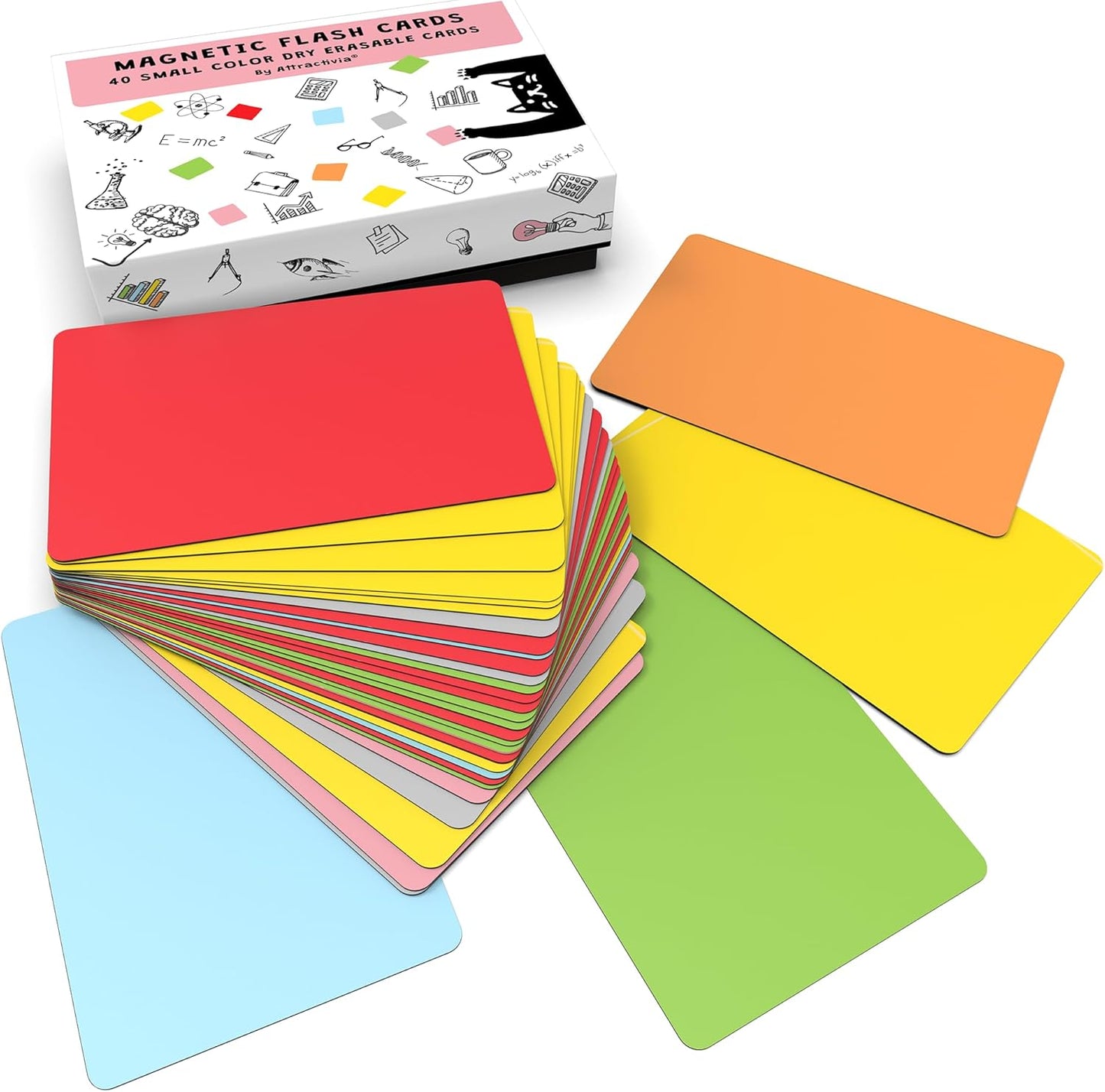 Dry Erase Magnetic Labels 2.8 x 1.8 in, Solid Colors, Small Dry Erase Magnets, 40-Pack, Colored Erasable Write-On All-Purpose Labels, for Office, Education, Home, Whiteboard