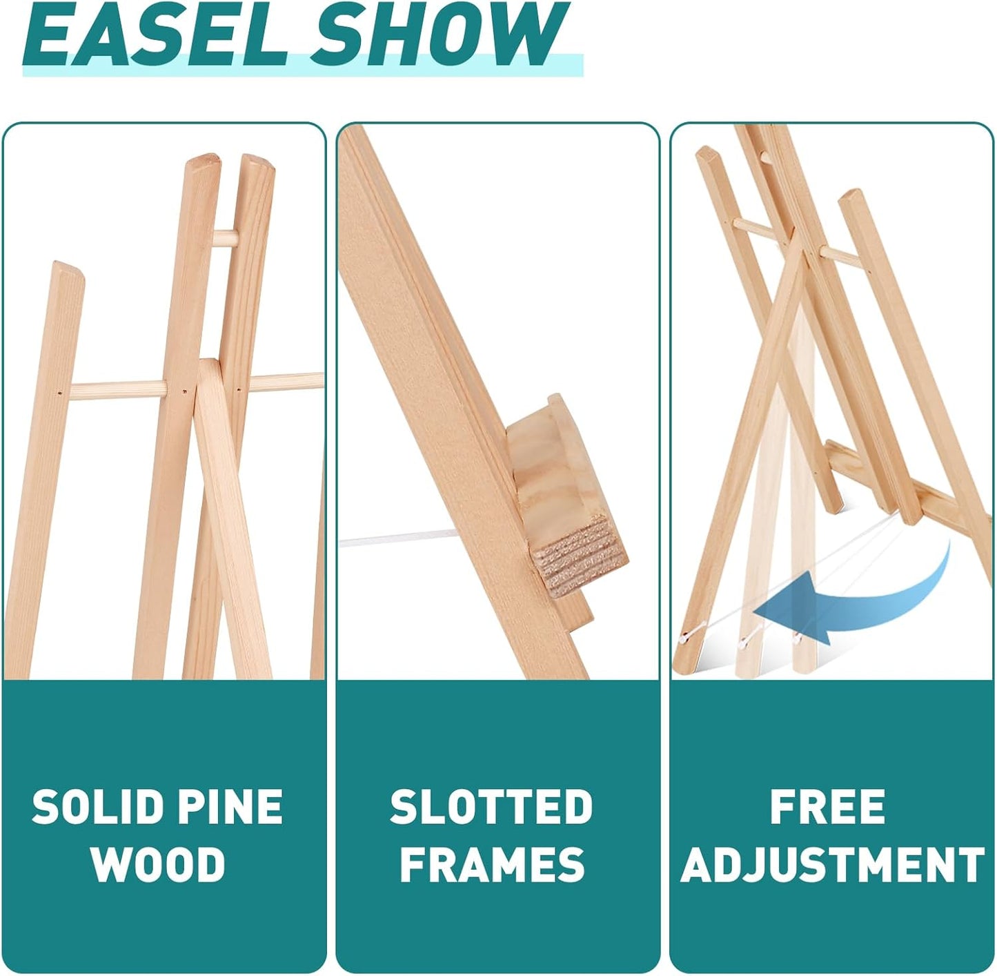 ESRICH 2Pack16in Tabletop Easel,Tabletop Easel for Painting Party, Wooden Tabletop Display Easels,Painting Easel for Displaying Canvases, Photos, Display Tripod Holder Stand for Students Kids