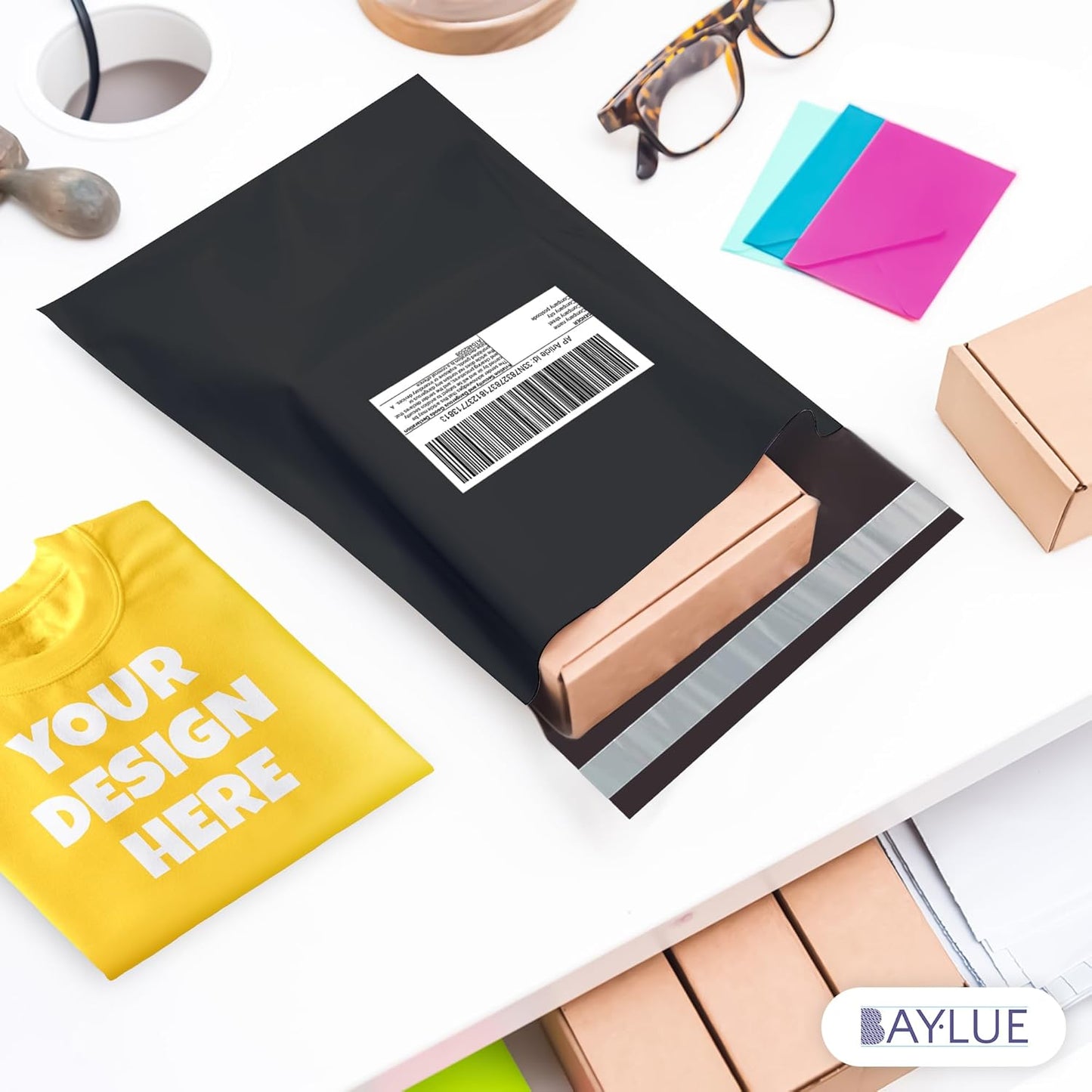 Black Large Poly Mailers 14.5x19 Inch | Strong Adhesive Self-Seal Mailer Bag | Tear, Tamper, Water Resistant Shipping Envelopes | Thick Strong polymailer Bags | Clothing Shipping Bags | 500 Pcs Bulk