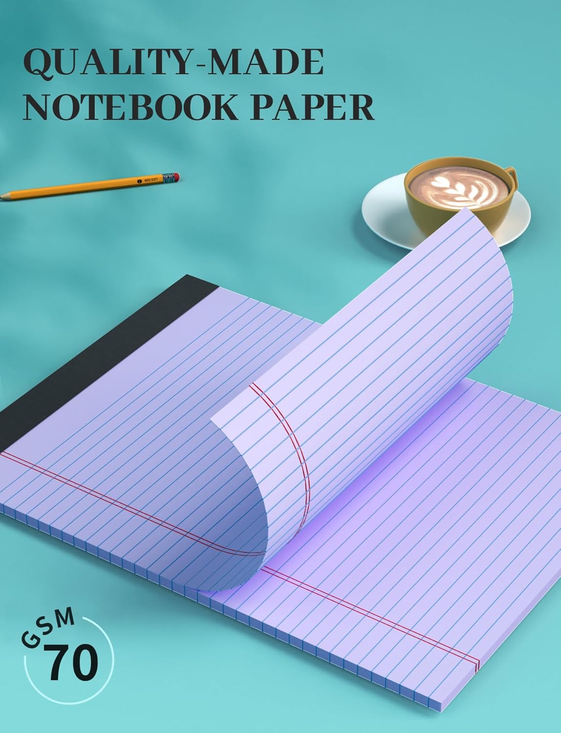 Legal Pads 8.5 x 11 In, Colored Legal Pads, 6 Pack Note Pads 8.5 x 11 Writing Paper, College Ruled Notepad with Sturdy Back, Perforated Writing Pad Lined Paper, Memo Notepad for Office, School, Home