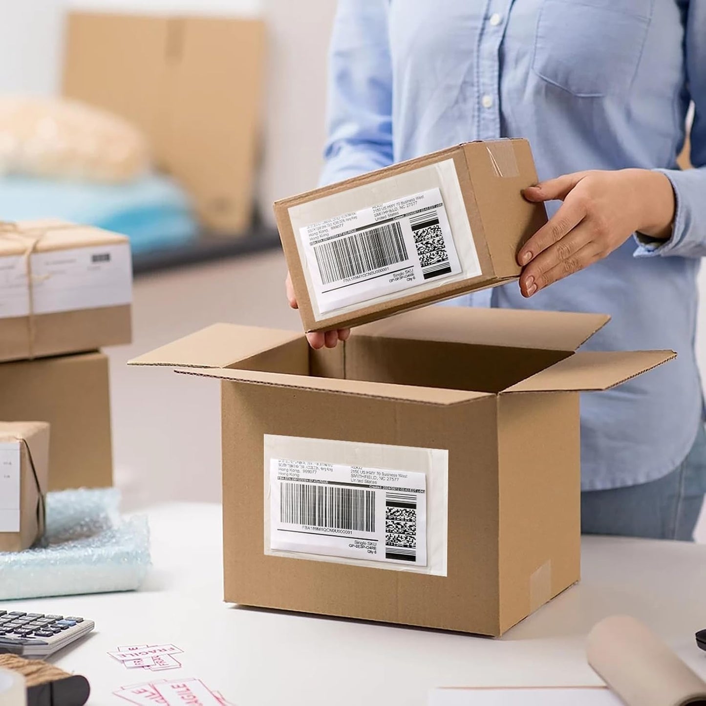 1000 Pcs 7'' x 10'' Clear Packing List Envelopes Adhesive Shipping Label Pouch, Shipping Document envelopes, Clear Face