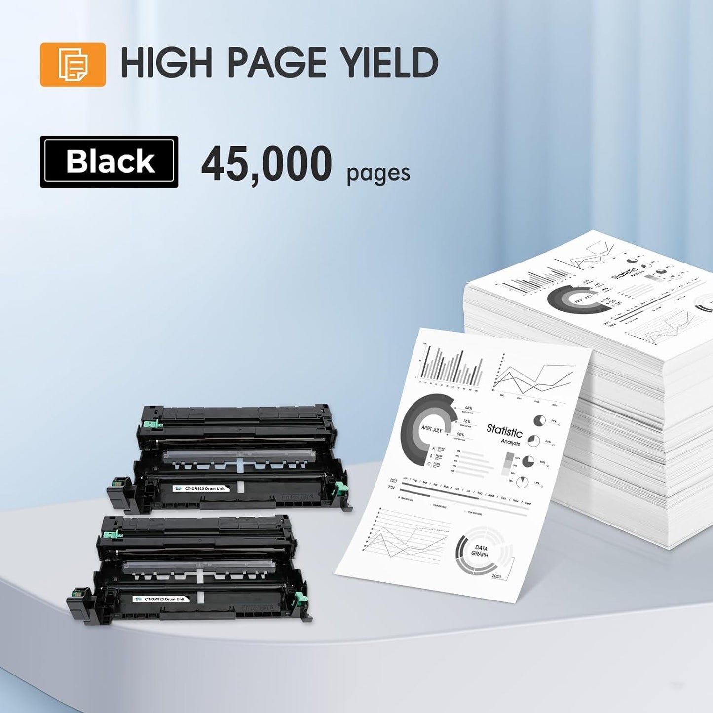DR-920 DR920 Drum Unit Black 2 Pack Compatible Replacement for Brother DR920 DR 920 DR-920 for HL-L5210DN L5210DW L5215DW L6210DW L6217DW L6310DW L6415DW MFC-L5710DN L5710DW L5715DW L5915DW Printer