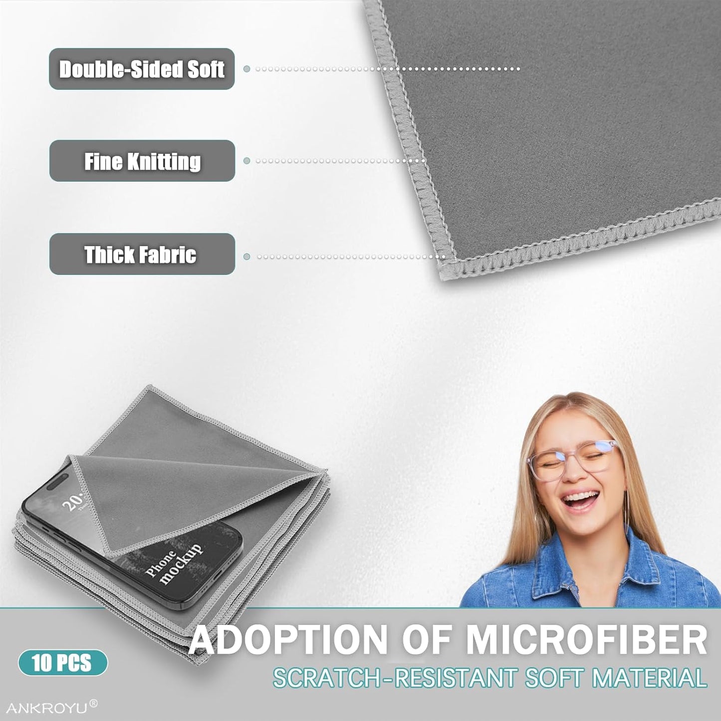 10 Cleaning Cloth, Hearing Aid Cleaning Wipes, Microfiber Dust Remover, Reusable Glasses Cleaning Wipes, Clean Dry Wipes for Glasses, Lens, Screens & More