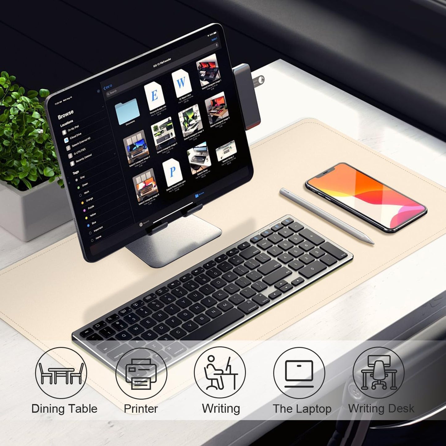 Desk Pad Protector, Leather & Suede Desk Mat, Non-Slip Desk Pad Mat, Large Mouse Pad, Waterproof Desk Blotter Mat, Desk Cover for Office, Home (Beige, 23.6" x 13.7")