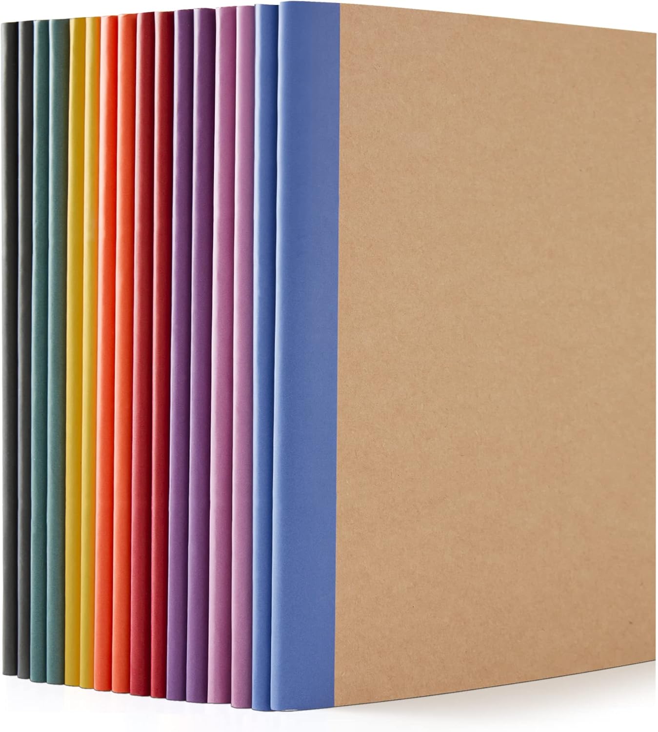 feela 16 Pack Composition Notebooks Bulk, Kraft Cover Lined Blank College Ruled Composition Travel Journals with Jewel Tone Spines For Women Students, 60 Pages, 8.3”x 5.5”, A5, 8 Vintage Colors