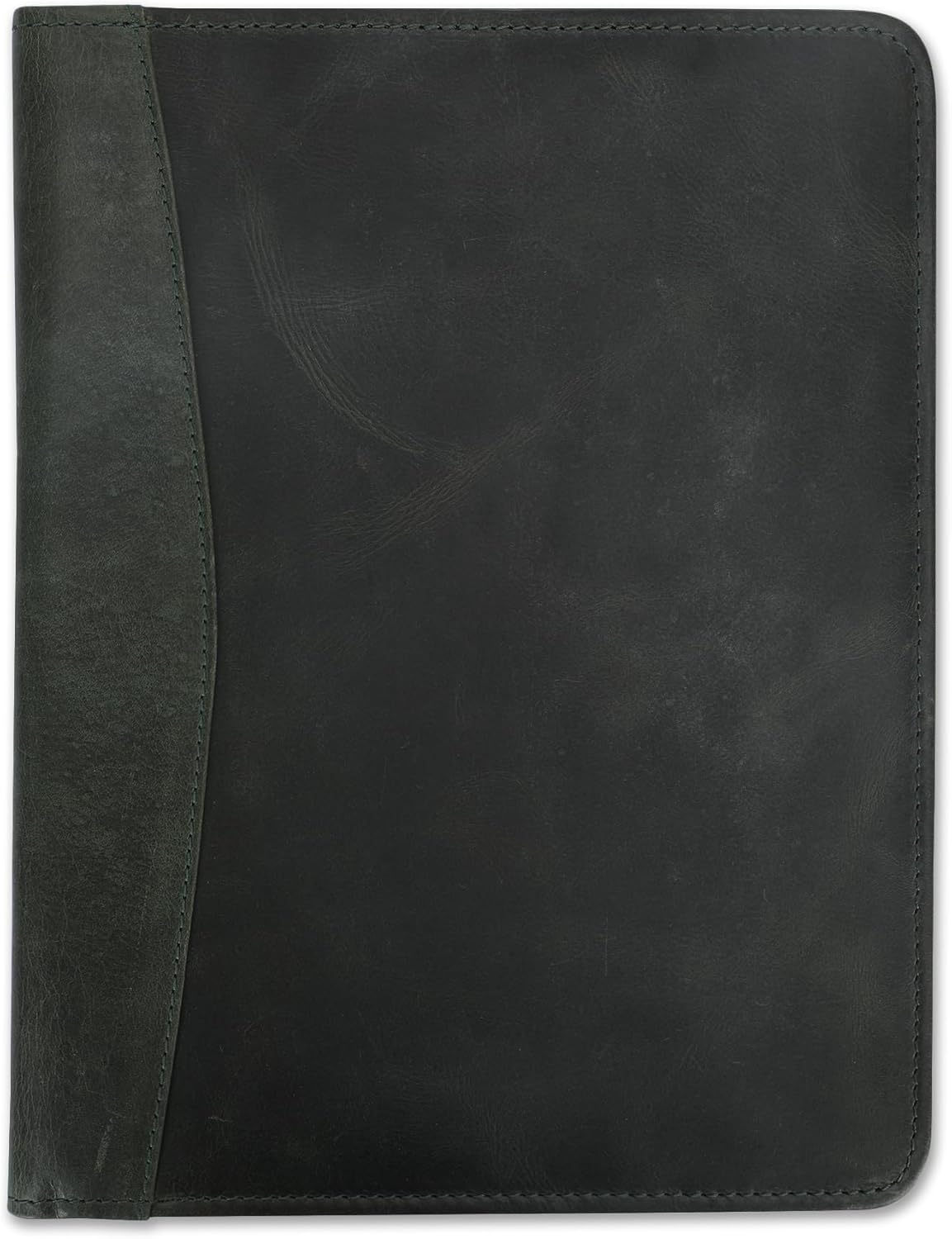 Heavy Duty Buffalo Leather Legal Pad Portfolio Handmade Executive Notebook Binder, Professional Padfolio Organizer Gift for Men and Women Genuine Leather Resume Document Holder (Green)
