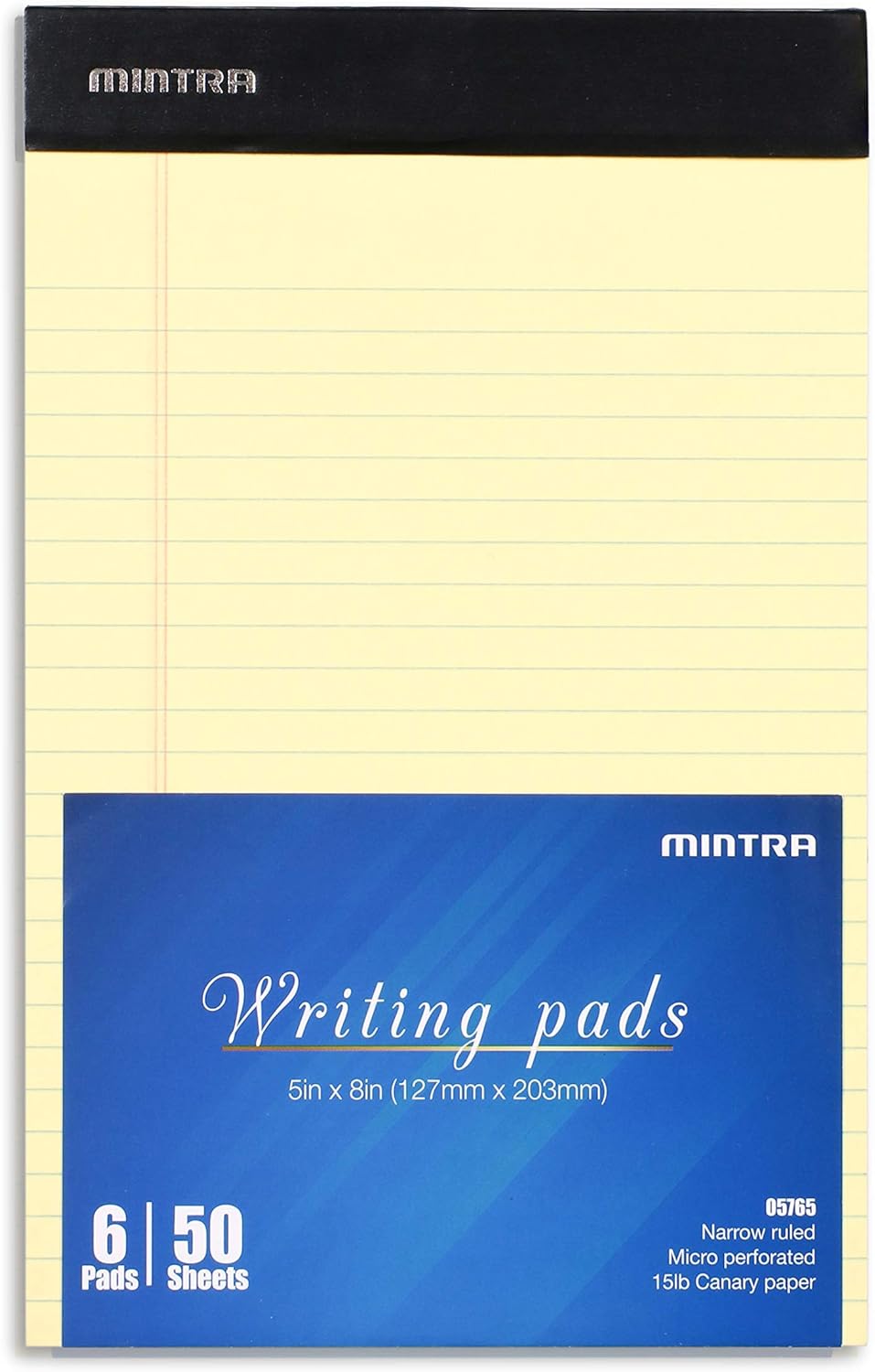 Mintra Office Legal Pads, ((xPremium, 5in x 8in, Narrow (Canary), 36pk (6-6pks))