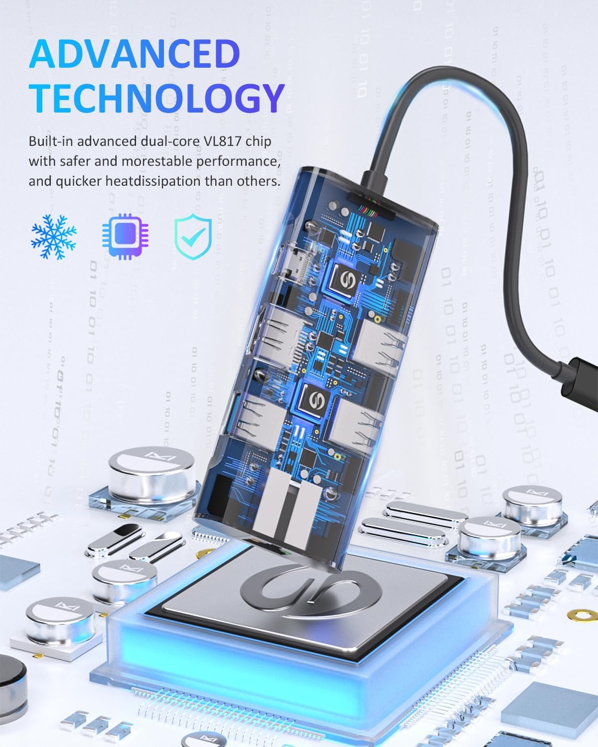 UtechSmart USB C Hub, Ethernet Multiport Adapter 6 in 1 USB C to HDMI Dock Compatible for MacBook Pro/Air, Chromebook, Dell XPS, HP and Type C Devices (Gigabit Ethernet 100W PD 4K HDMI USB 3.0) Black