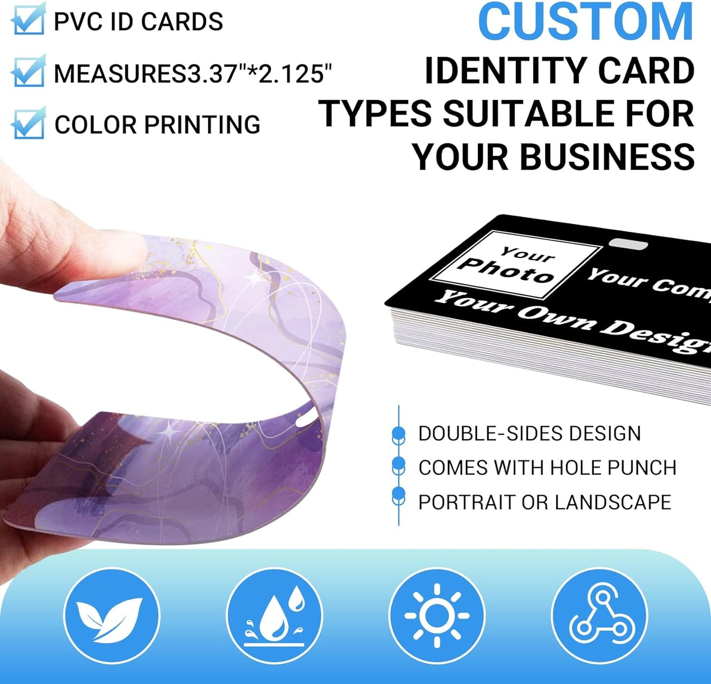 Custom Id Badge Custom Id Card Identification Badges Customizable Personalized Name Badge Customize Name Tag Photo Logo Employee Work Office Volunteer Customized Personal (Horizontal-2)