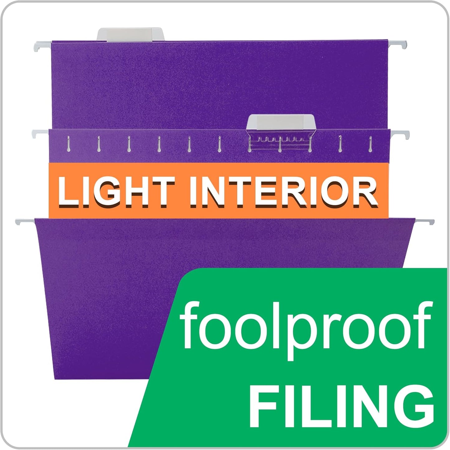 Purple Hanging File Folders,25 Packs Letter Size File Folder,Designed for Bulky Files,Filing Cabinet,1/5 Adjustable Tabs for Office,School,Home