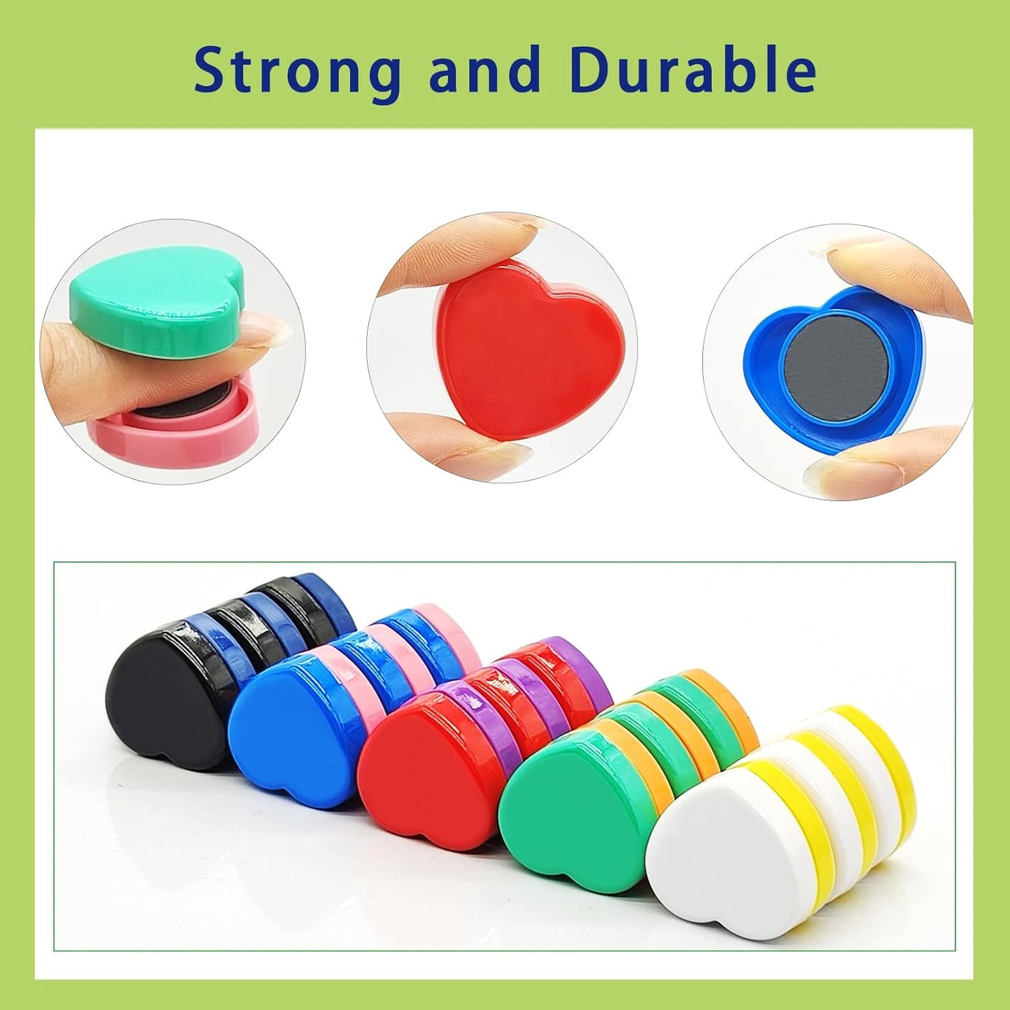Fridge Magnets Refrigerator Magnets, 10 Pcs Magnet Small Magnets Strong Magnets Heavy Duty Magnets for Whiteboard, Colorful Mini Cute Magnets for Fridge Locker Kitchen Office (10 Colors, Heart)