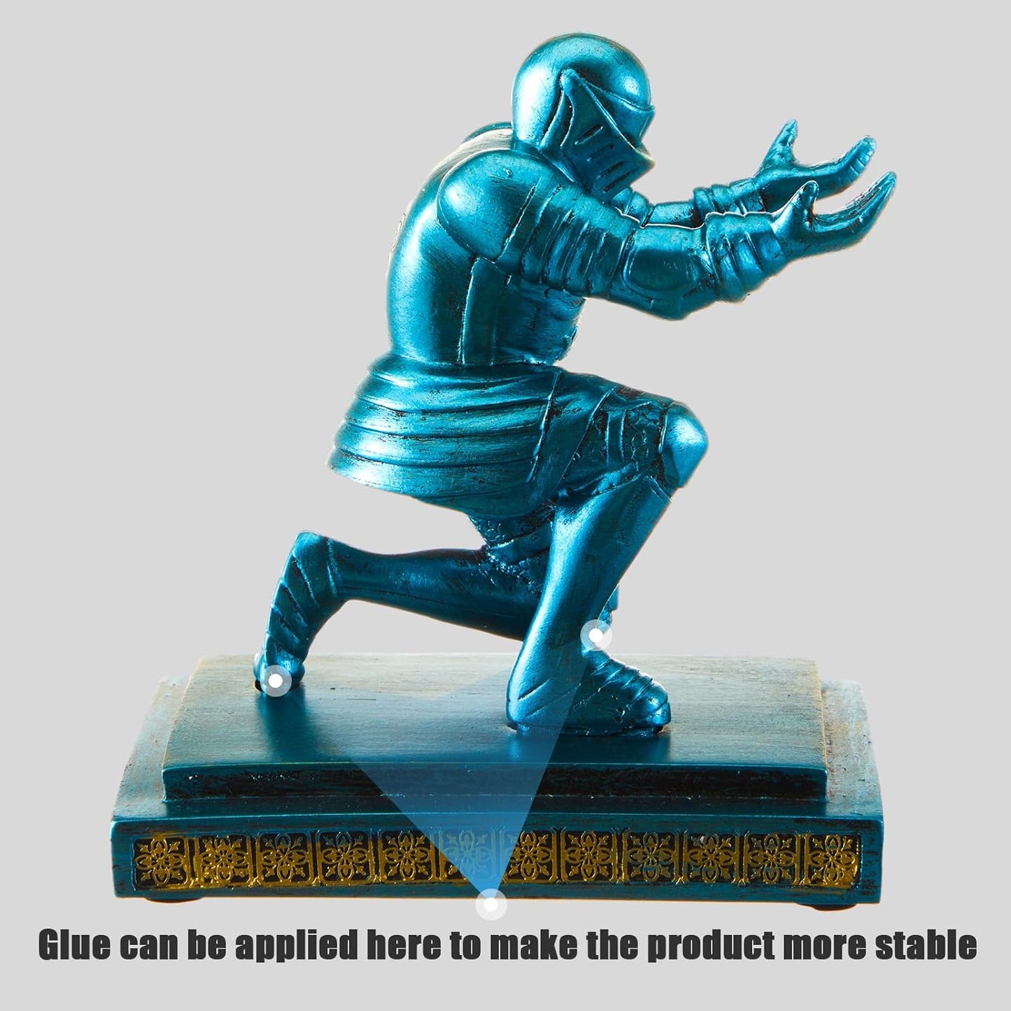 Spakon Knight Pen Holder with 2 Pens Resin Desk Organizers and Accessories Funny Executive Pen Stand Fancy Cool Office Gadgets Cool Desk Decorations for Men Home Supplies(Classic,Blue)