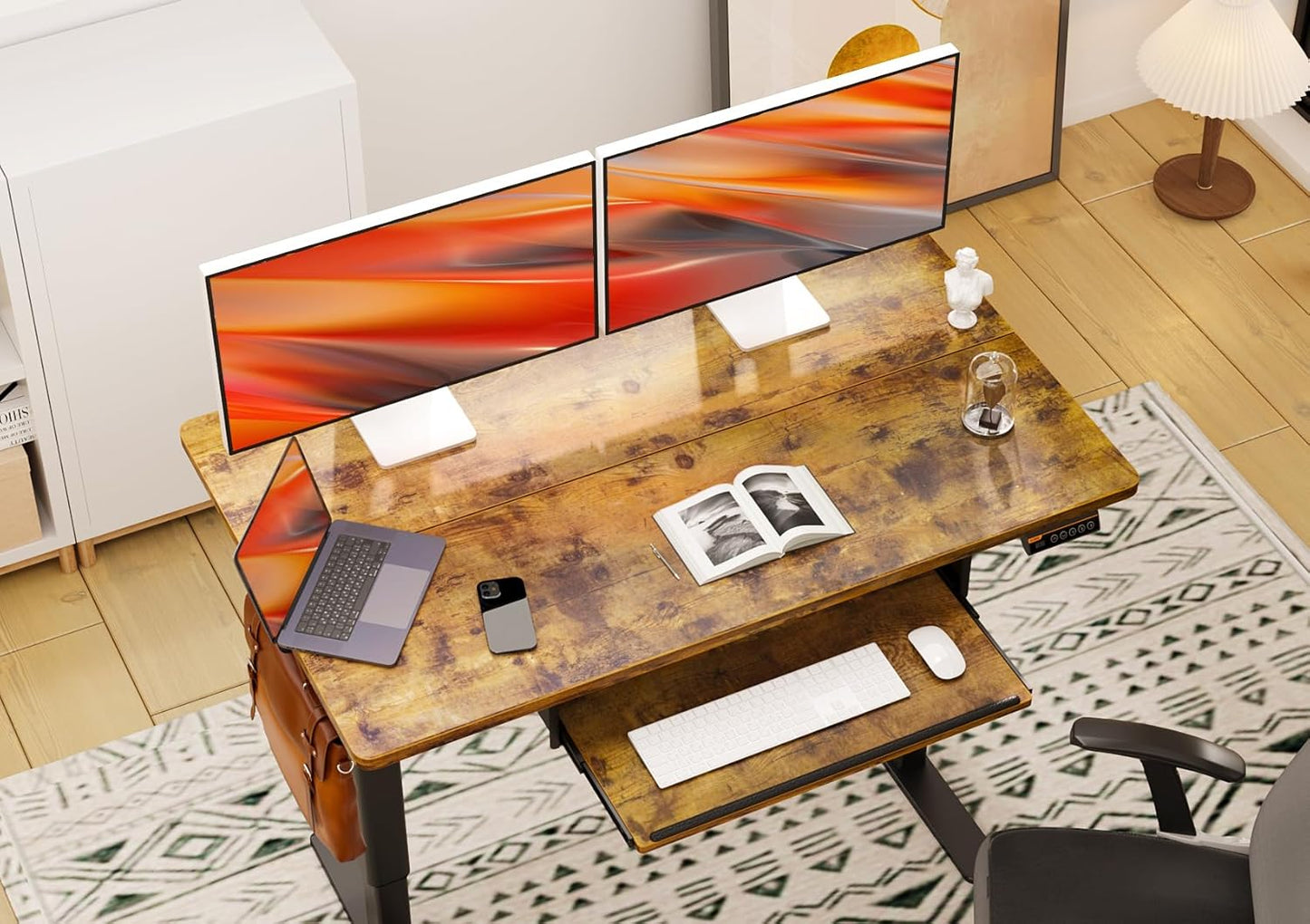 Claiks Standing Desk with Keyboard Tray, Standing Desk Adjustable Height, Raising Desks for Home Office and Computer Workstation, 48 Inches, Rustic Brown