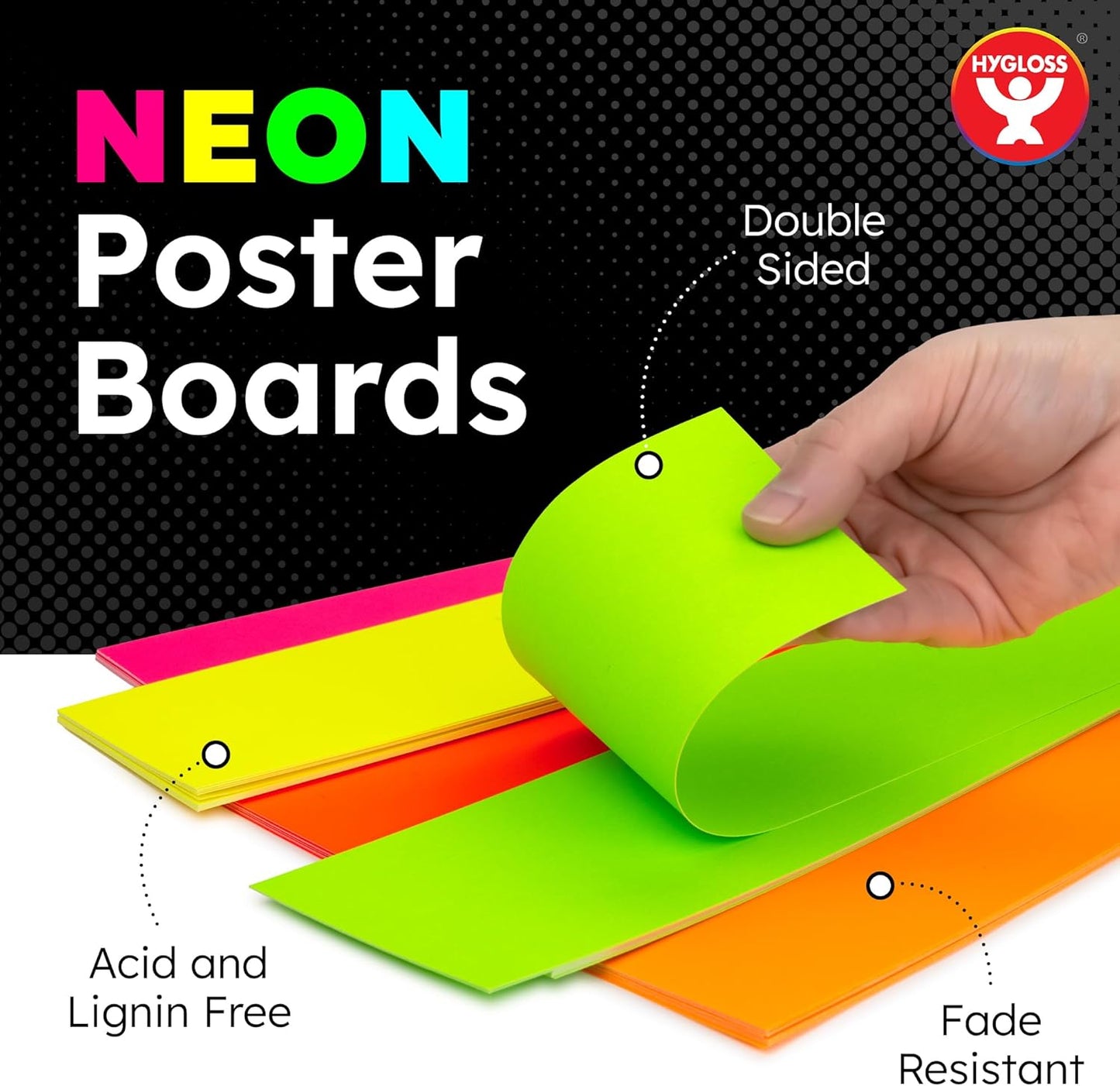 Hygloss Small Poster Board 4x11 - 50 Neon Pink Single Color Poster Boards Bulk Pack - 10 Pt. Thickness Colored Poster Board Paper for Projects, Flash Cards, Signs - Posterboard Multipack 4" x 11"