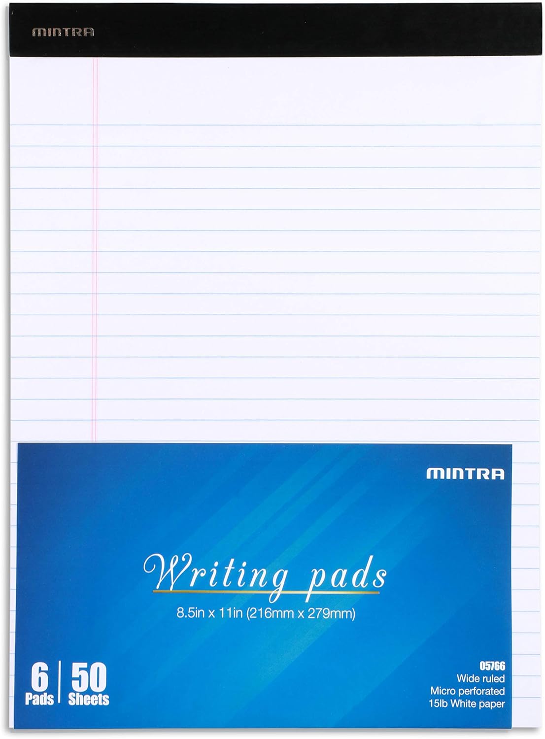 Mintra Office Legal Pads, ((xBasic, 8.5in x 11in, Wide (White), 36pk (6-6pks))