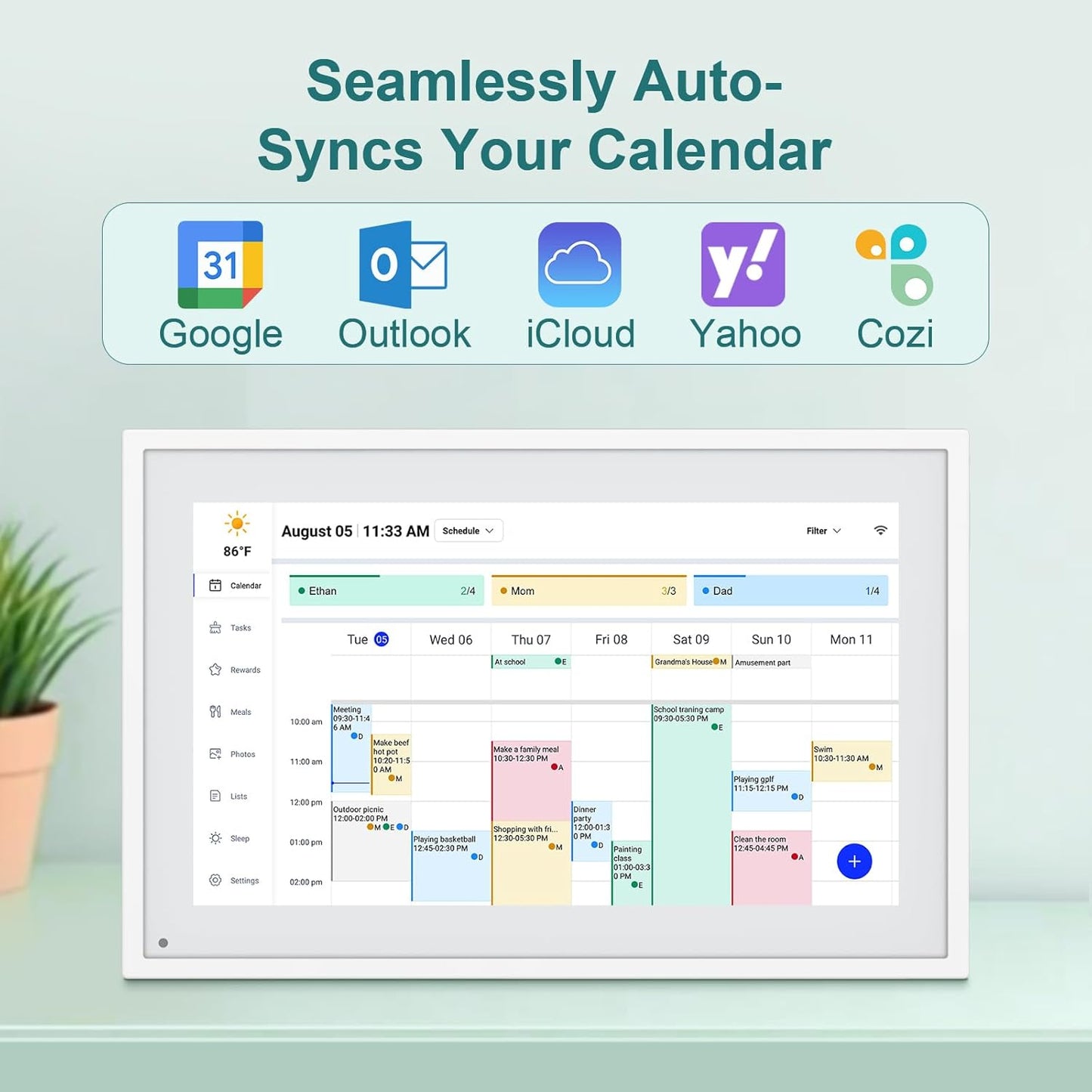 Digital Calendar, 10.1inch Smart WiFi Digital Calendar&Chore Chart, 1920 * 1080 IPS Touch Screen HD Display for Family Schedules, Share Moments Instantly from Anywhere