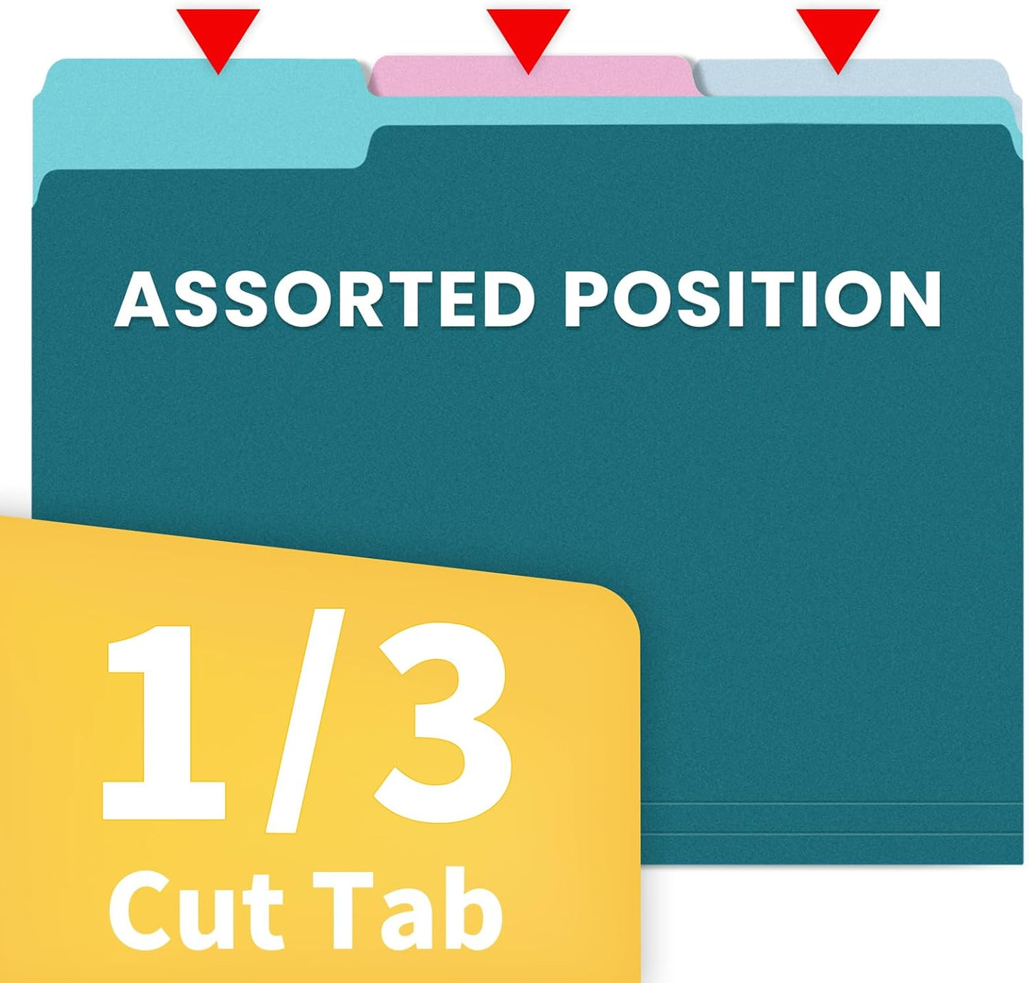 SUNEE File Folders Letter Size Vintage Colors, 100 Pack Manilla Folders 8.5 x 11 1/3-Cut Tabs, Colored File Folders Office Home School for Documents Files Paper