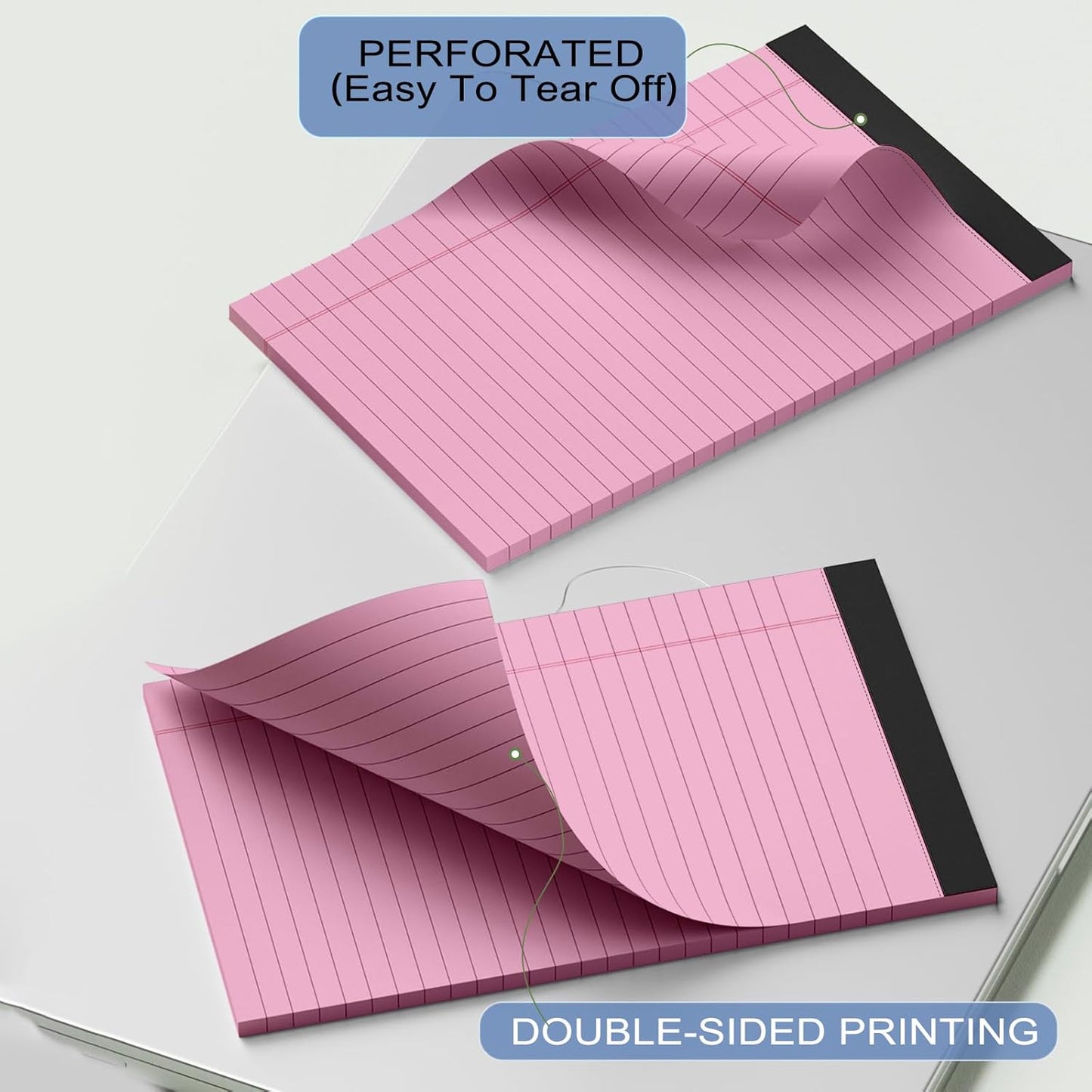 6pcs Small Note Pads, Pink Notepads 5x8 College Ruled Notebook, Writing Pads 5 x 8, Legal Pads, Memo Pad Paper Perforate Narrow Ruled Notebooks for Work, School, Office,30 Sheets/Pack