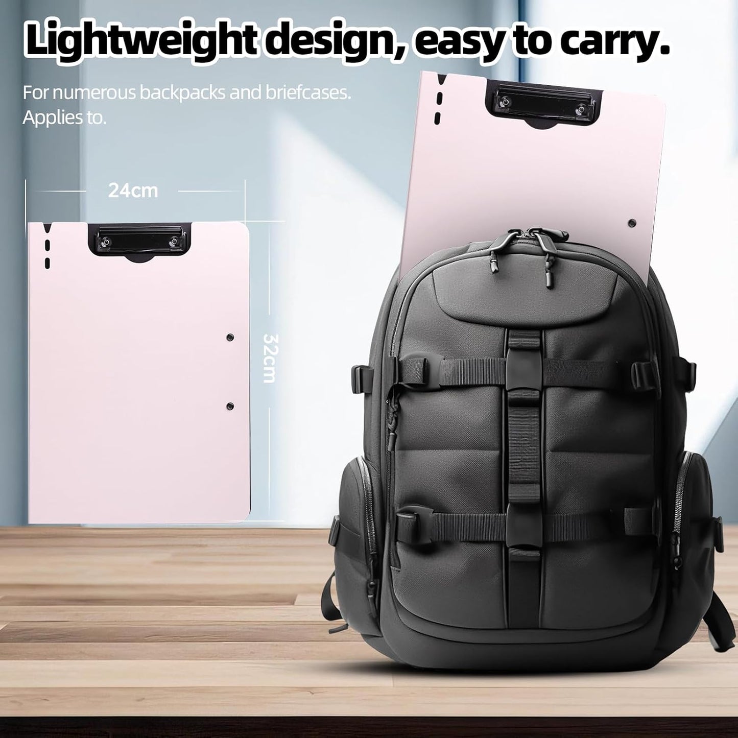 Clipboard Folder, 2 Pcs A4 Foldable Clipboard with Horizontal and Vertical Double Metal Clips, 360 Degree Foldable Binder Clipboards with Pen Holder, File Cover Work Folder Clipboards, Pink