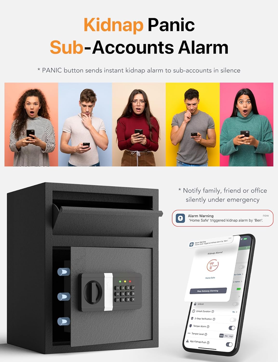 FORFEND Smart Home Safe | WiFi Safe Box App Lock/Alarm | Voice Command, Kidnap Alarm, Tamper Detect, Frozen Mode, Sub Account| Digital Safe Anti Theft