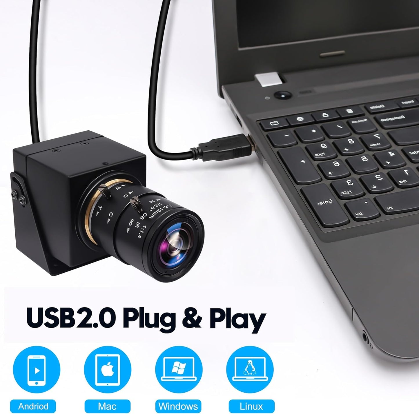 SVPRO 4K USB HDMI Camera Manual Zoom Webcam for Close Up with 2.8-12mm Variable Lens,Plug and Play Camera for Industrial,Streaming and Home Video