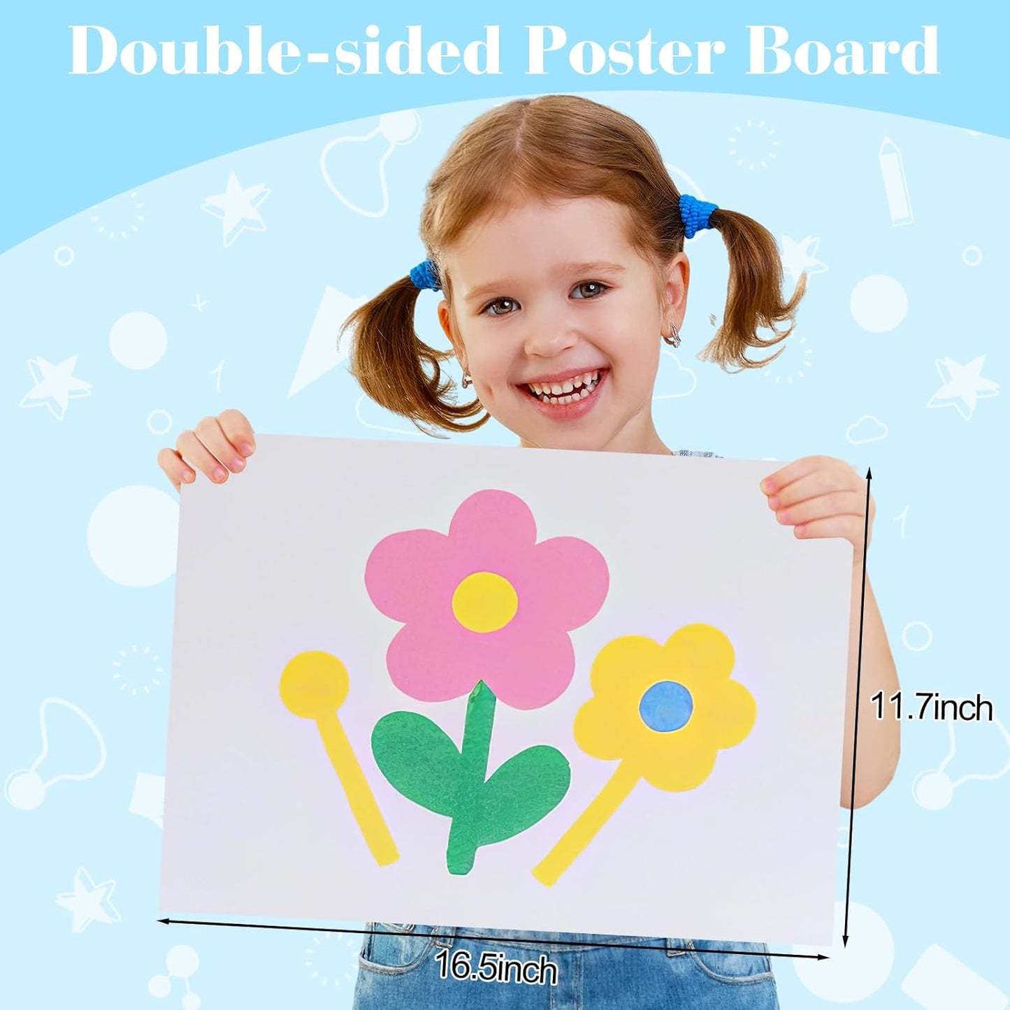 18 Pcs White Poster Board Paper 11.7 x 16.5, ROOKEA White Vision Boards Bulk Smart Posterboard Blank Graphic Display Card Paper for Drawing Artwork School Arts Crafts Classroom Projects Scrapbooking