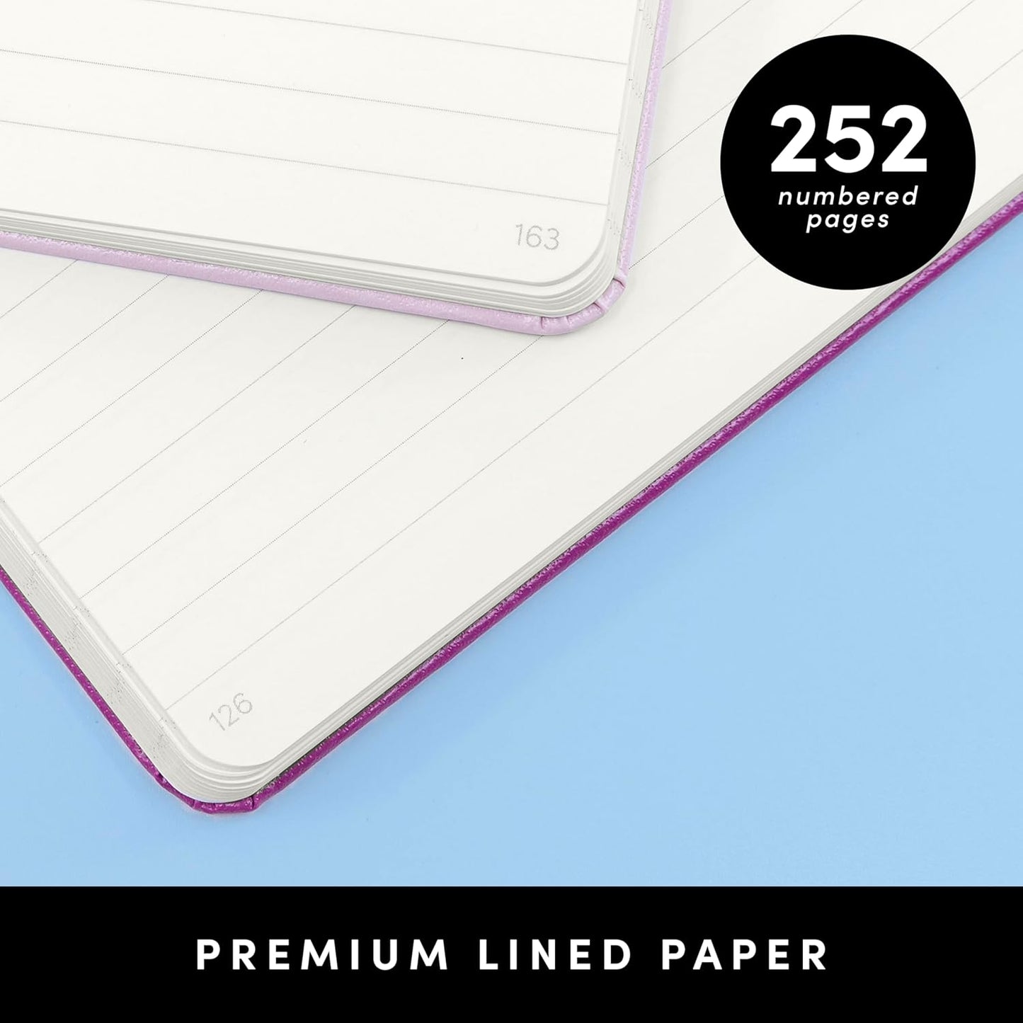 PAPERAGE Lined Journal Notebook, (Mint), 252 Pages, Medium 5.6 in x 8 in - 100 GSM Thick Paper – Hardcover Journaling Notebook for Work, School & Note Taking