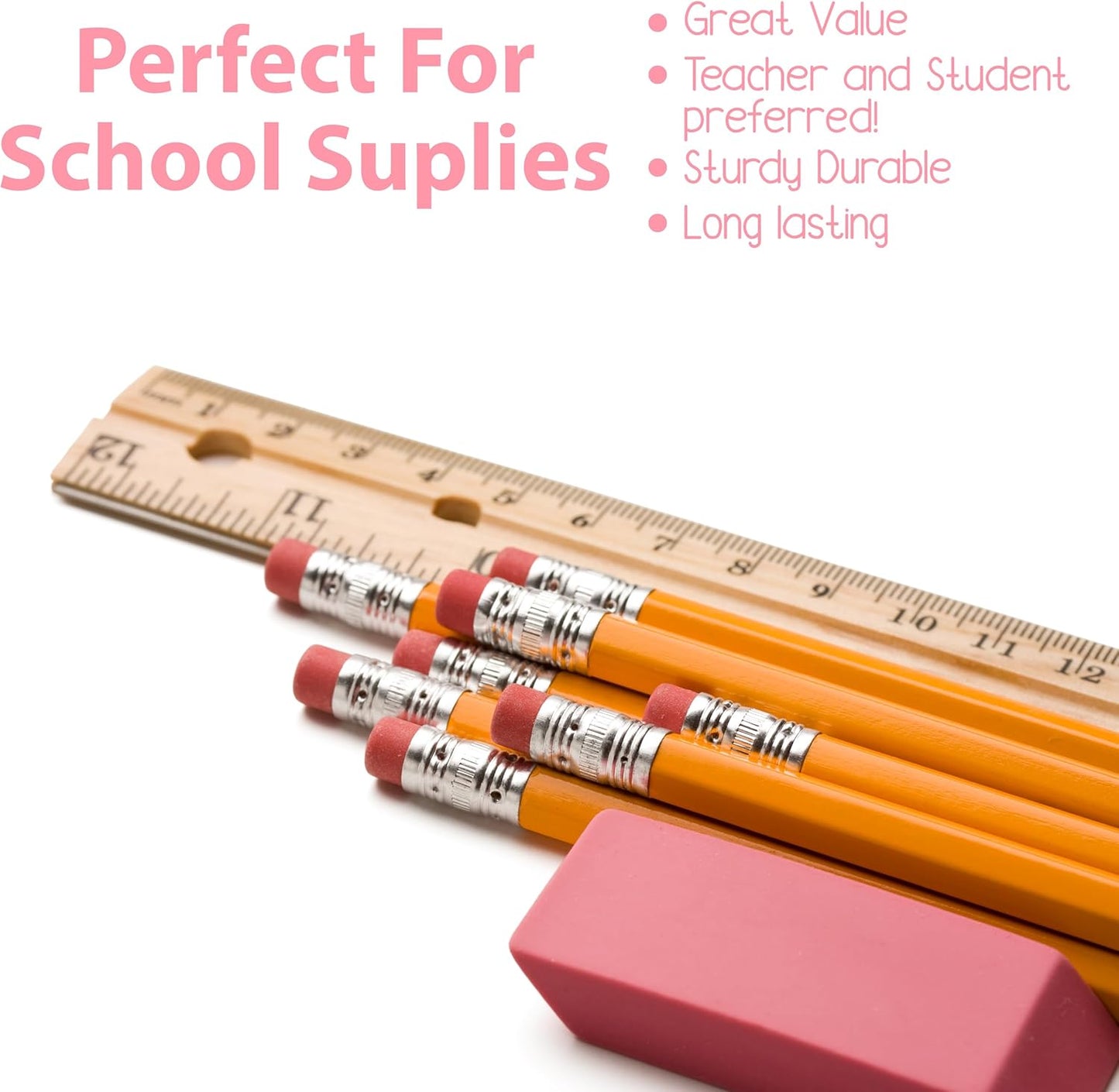 Erasers Bulk, 500 Pink Erasers for School, School Supplies for Kids