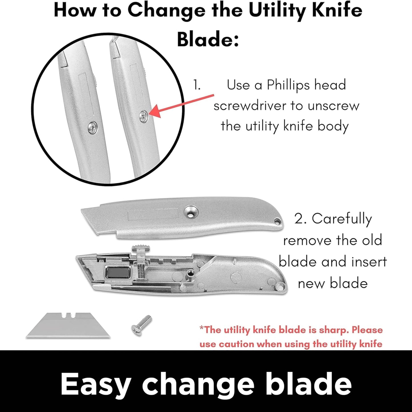 INTERNET'S BEST Premium Utility Knife Set | Retractable Box Cutter with Metal Handle | Heavy-Duty Cutting for Cardboard, Carpet, Plastic | Retractable Blade | Includes 2 Razor Knives & Extra Blades