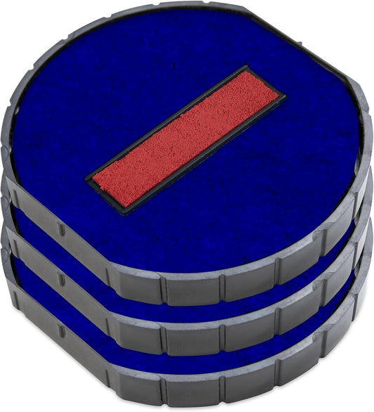 COLOP E/R50 Non-Toxic, Water Based Premium Replacement Pad for Printer R50 Stamp - Pack of 3 - Blue & Red (2 Colors)