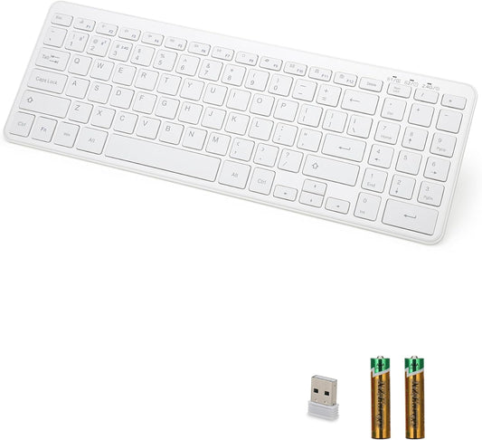 Wireless Bluetooth Keyboard, Universal Multi-Device Keyboard with Number Pad and Media Hotkeys, USB + Dual BT Connection, Ergonomic Design Slim for Windows Computer/Laptop/Tablet