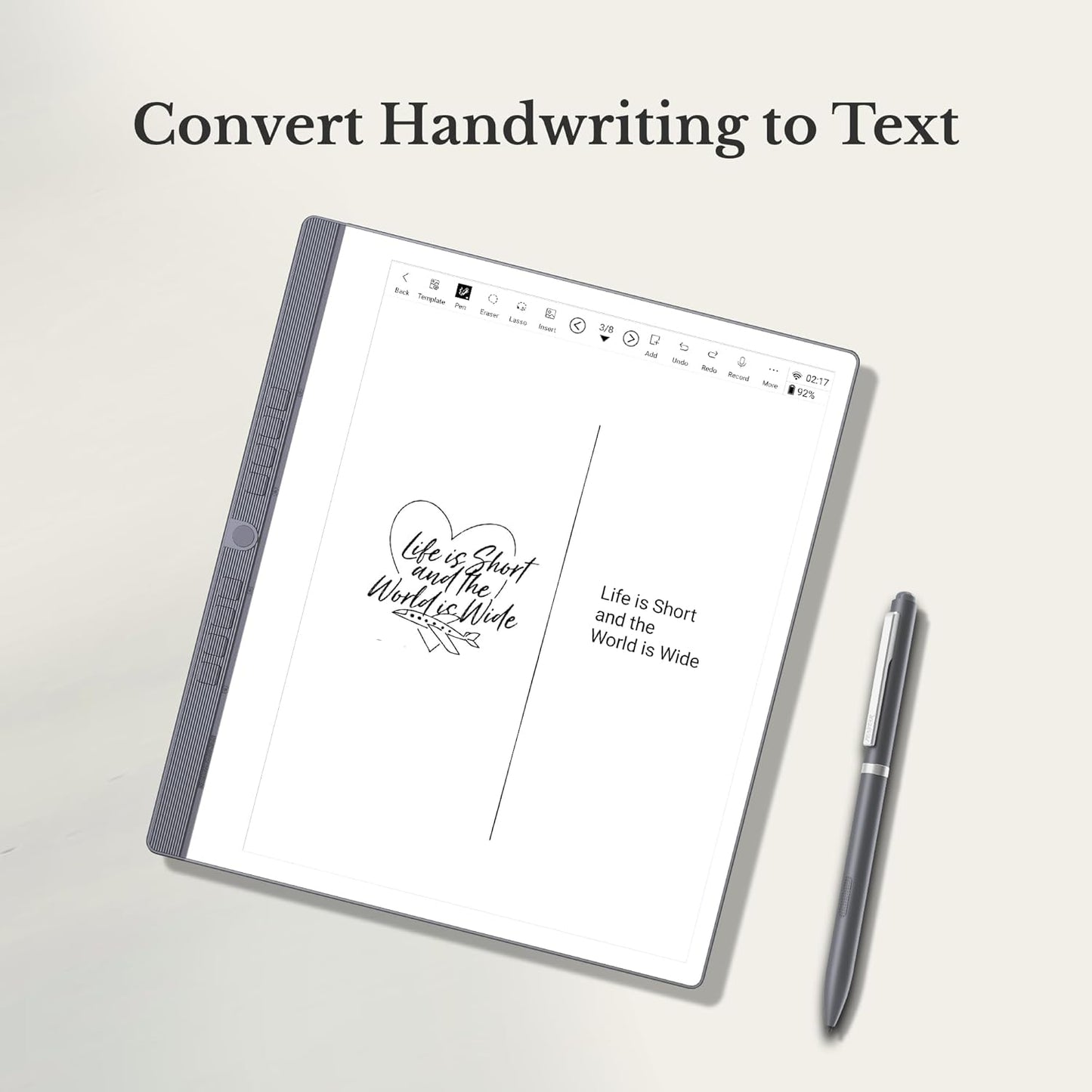 eNote 2 Paper Tablet Bundle, 10.3-inch Pen Only Writing Tablet, Electronic Notebook Digital Notepad, 300 PPI 4G 128G E-Ink Reader with Folio Cover & Two B5 Pens