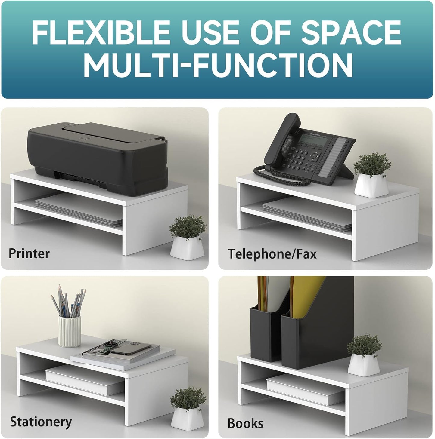 FITUEYES Monitor Stand - 2 Tier Computer Monitor Riser Shelf, Wood Desktop Stand for Laptop Computer Screen, Desk Organization, Office Supplies