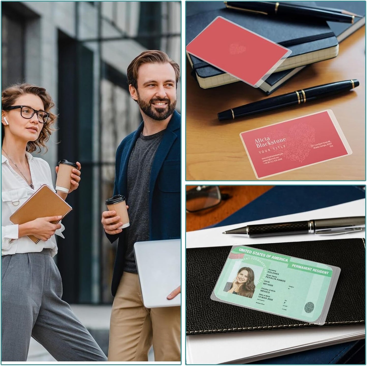 100 Sheets Self Seal Laminating Pouches Business Card Size 2.6x3.9inch Self Adhesive Laminating Sheets Gloss Finish No Laminating Machine Needed for Id Card Small Card