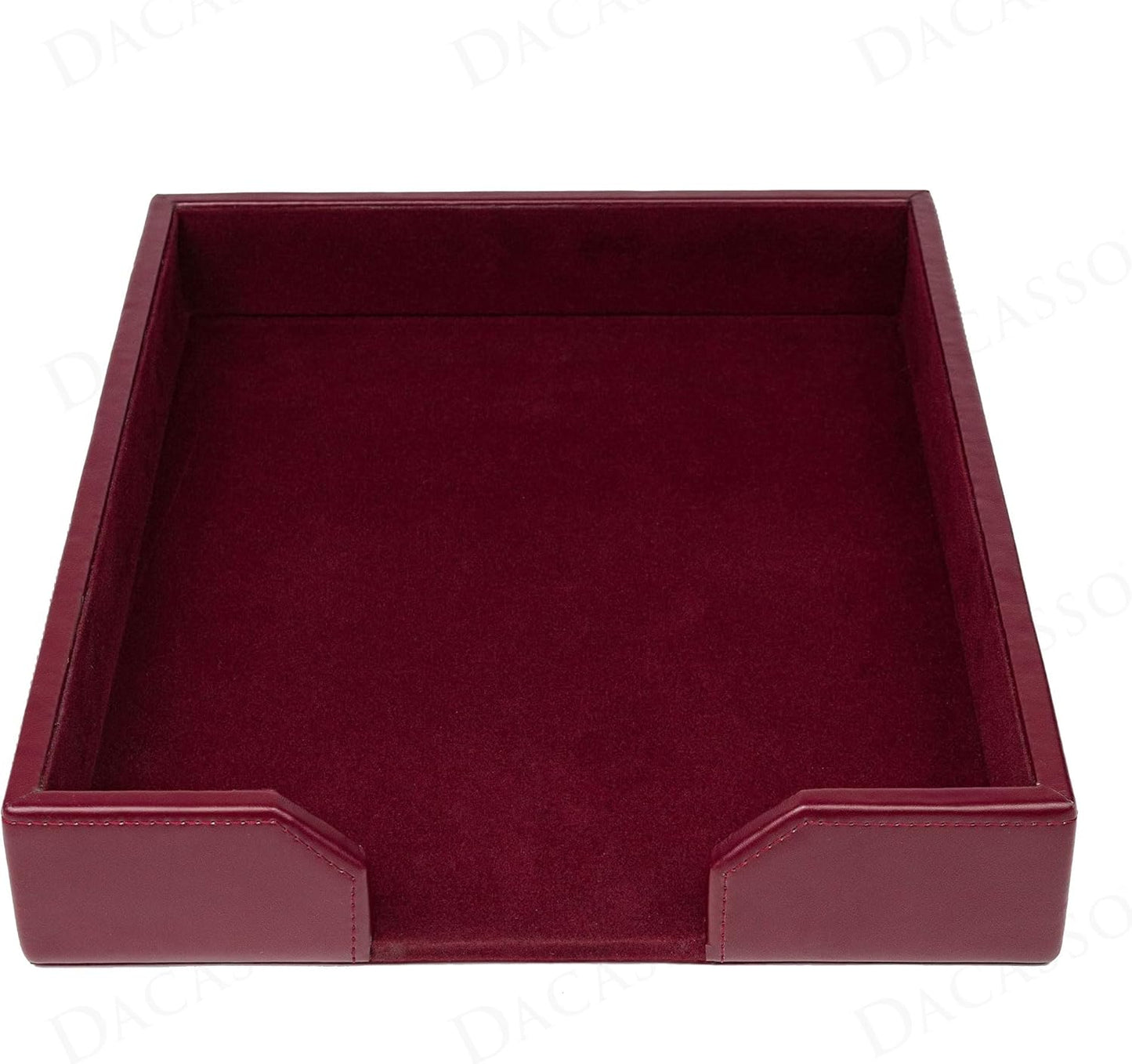 Dacasso Burgundy Bonded Leather Luxury Letter Tray Holder & Paper Organizer for Desk - Executive Desk Decor & Office Organization Essential