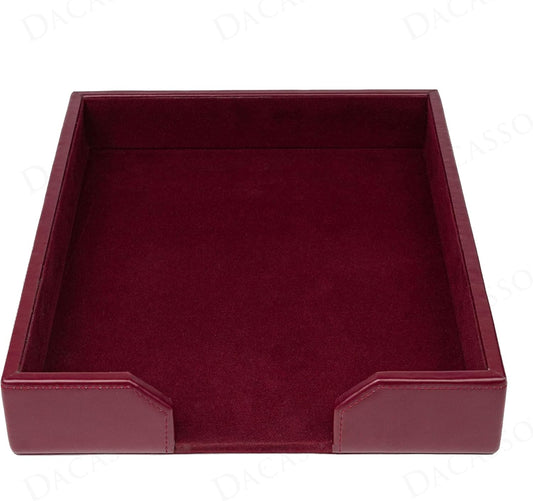 Dacasso Burgundy Bonded Leather Luxury Letter Tray Holder & Paper Organizer for Desk - Executive Desk Decor & Office Organization Essential