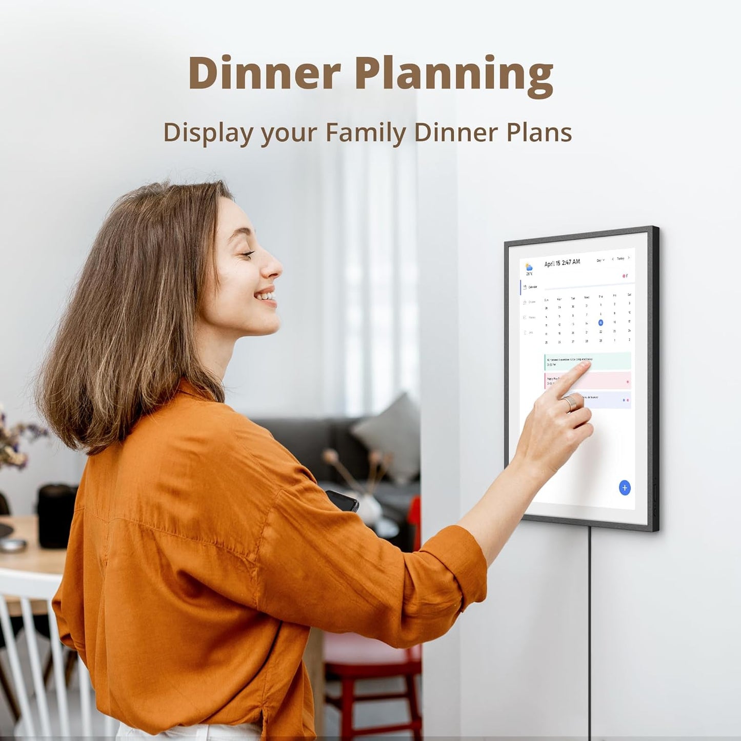 Dragon Touch 15.6" Digital Calendar Chore Chart – 1080P Full HD Interactive Touchscreen, Smart Family Planner, Hearth Display Digital Calendar Wall & Desk Mountable for Seamless Scheduling Black