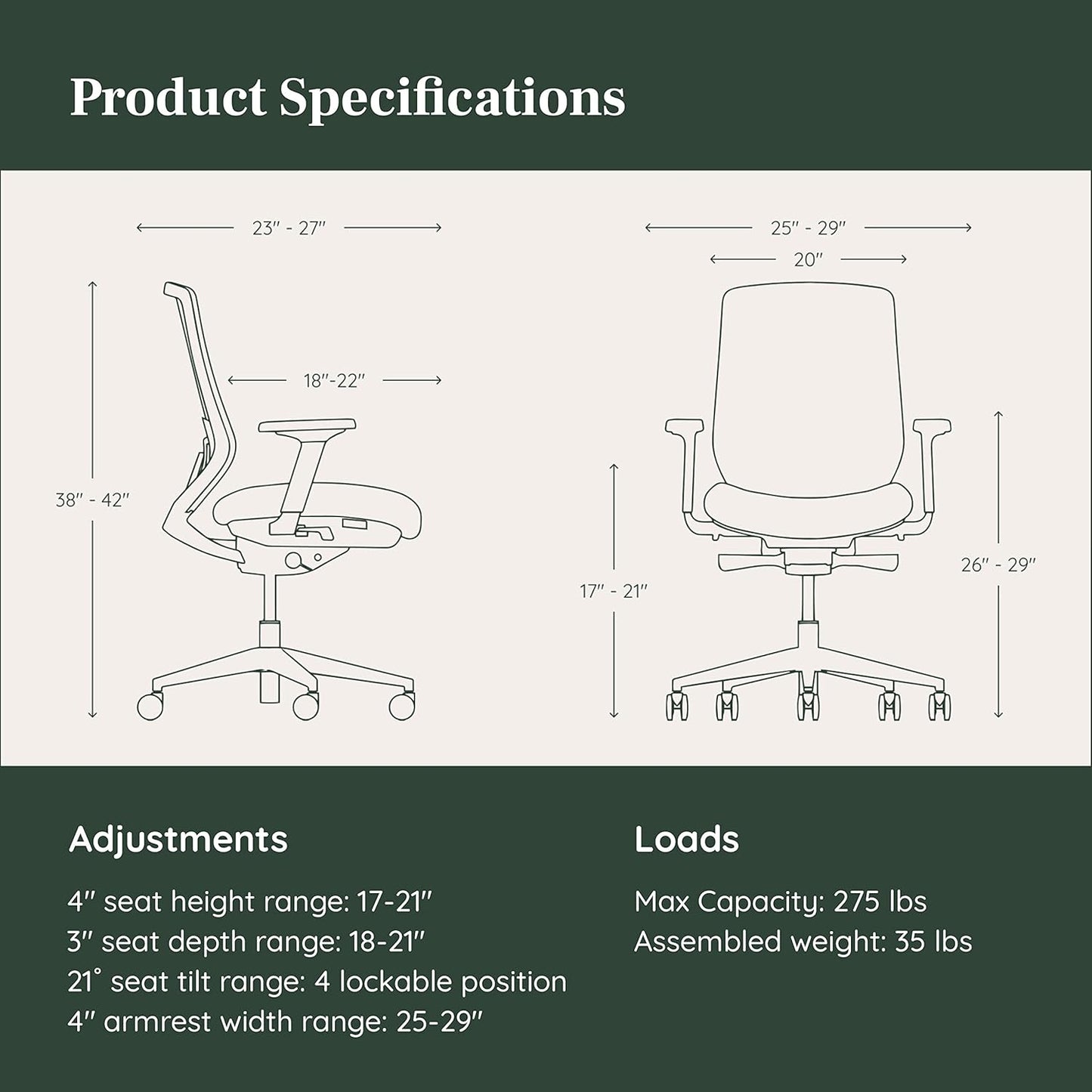 Branch Ergonomic Chair - A Versatile Desk Chair with Adjustable Lumbar Support, Breathable Mesh Backrest, and Smooth Wheels - Experience Optimal Comfort and Support - Baltic