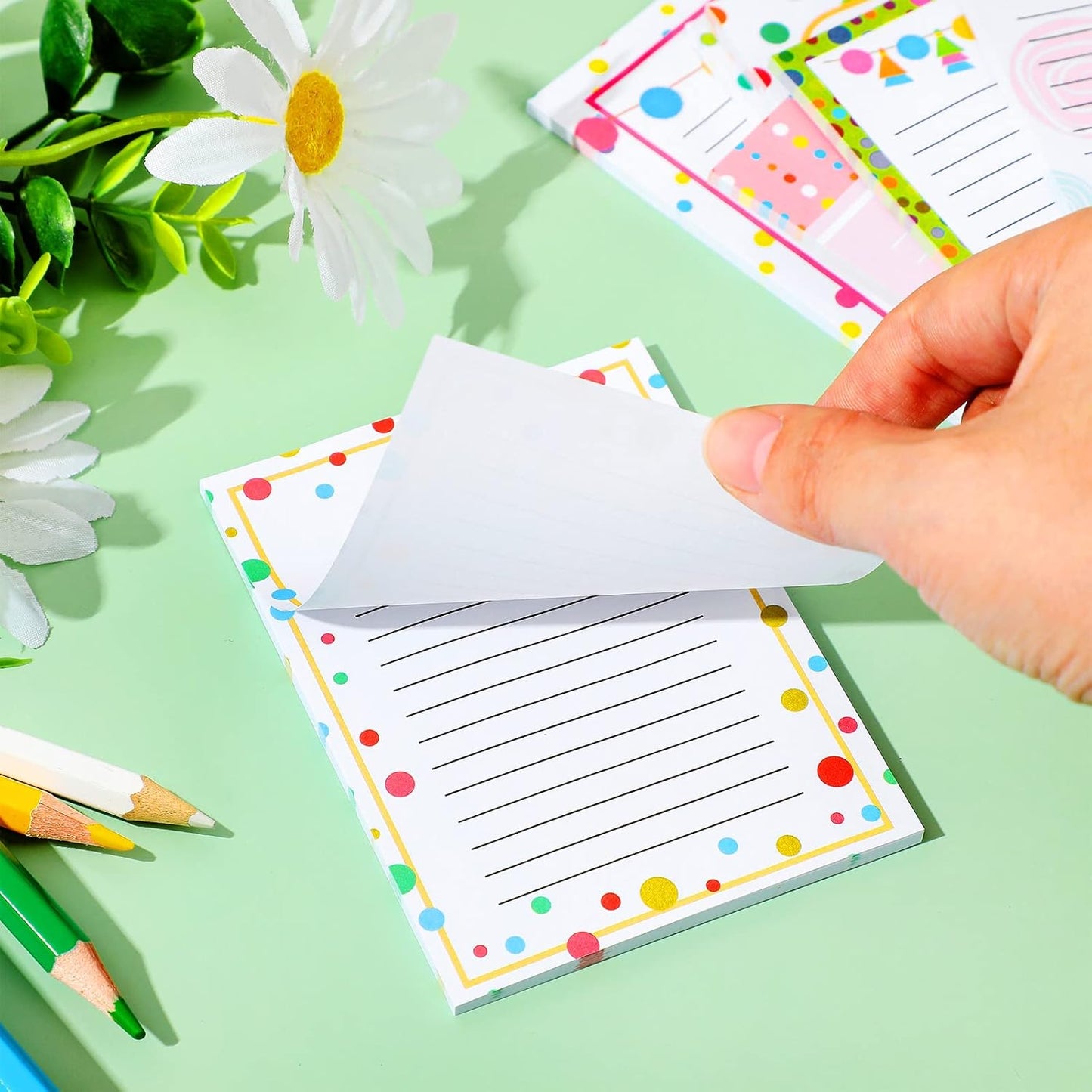 12 Pcs Confetti Small Note Pads Back to School Cute Lined Stick Pad 3 x 4 Inch Decorative Memo Colorful Teacher Notepad Shopping List Appreciation Gift for Office Student, Each with 30 Sheet