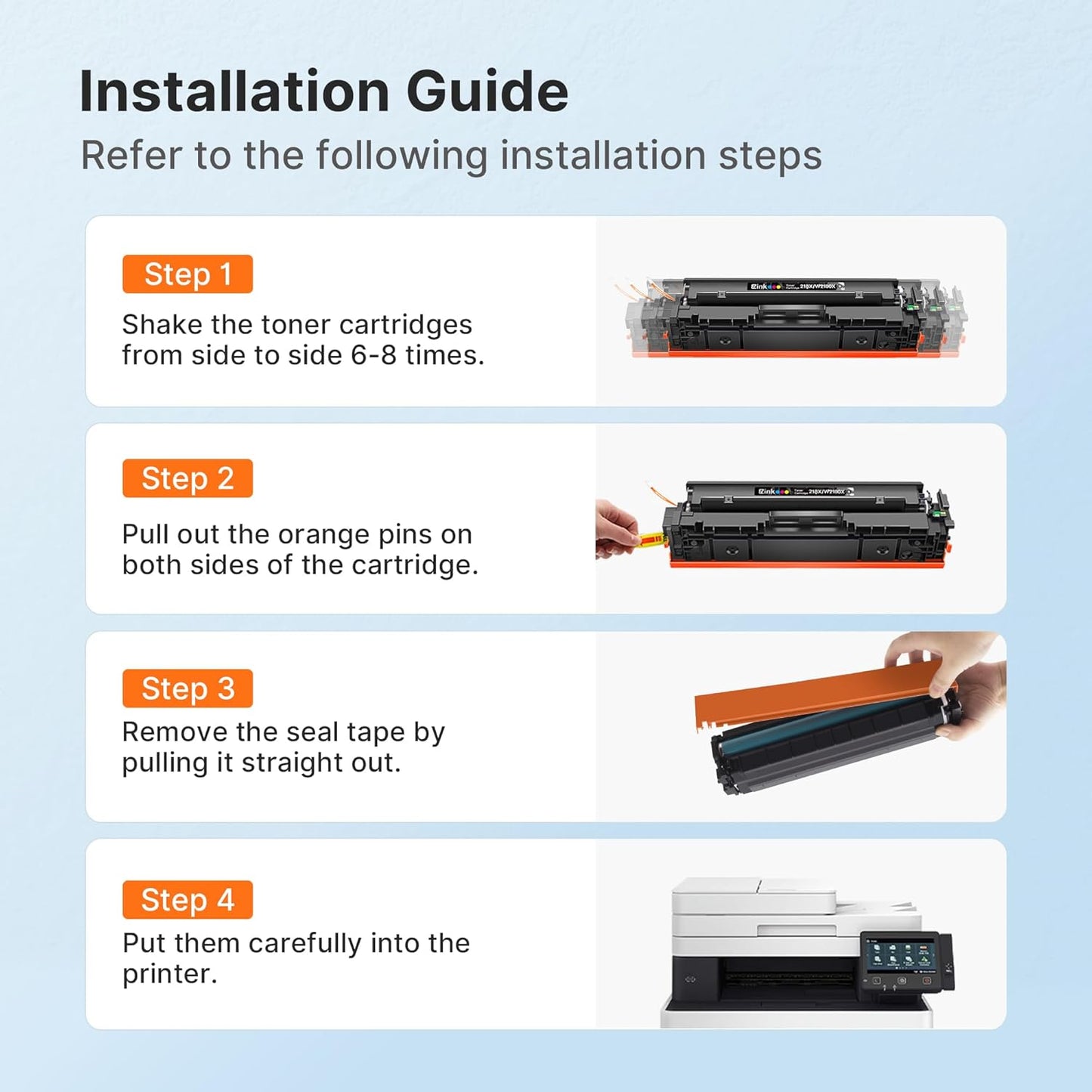 E-Z Ink 218X with Chip Compatible for HP 218X Toner Cartridges 4 Pack 218A Toner for HP Color Laserjet pro MFP 3301fdw Toner 3301cdw 3201dw 3301sdw Printer Ink Set W2180A W2180X (BCMY) ﻿