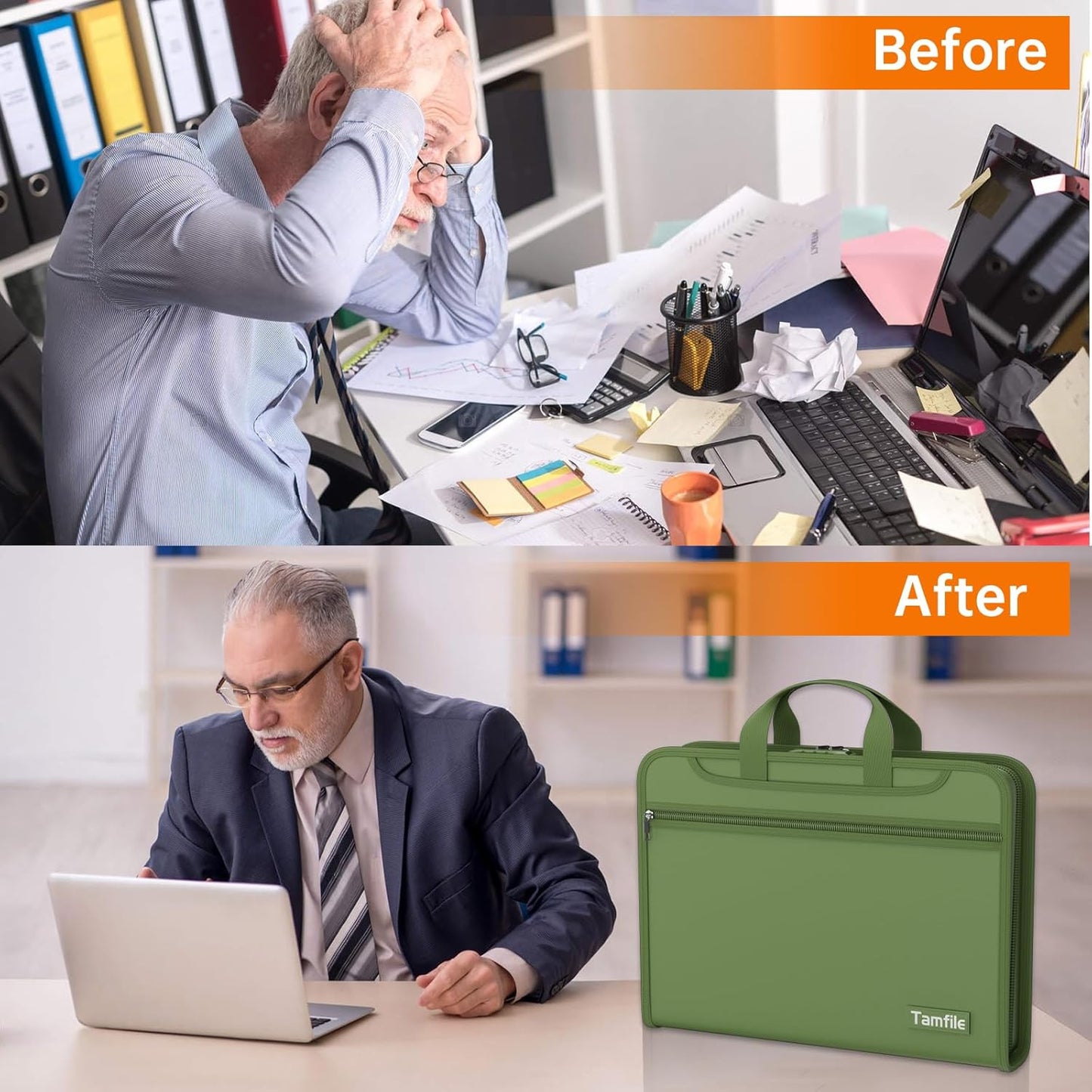 5200℉ Fireproof Accordion File Organizer with Lock, Thickened Document Organizer 13 Pocket with Zipper & Labels, Important Document Organizer, Expanding File Folder with Handle for Letter A4 (Green)