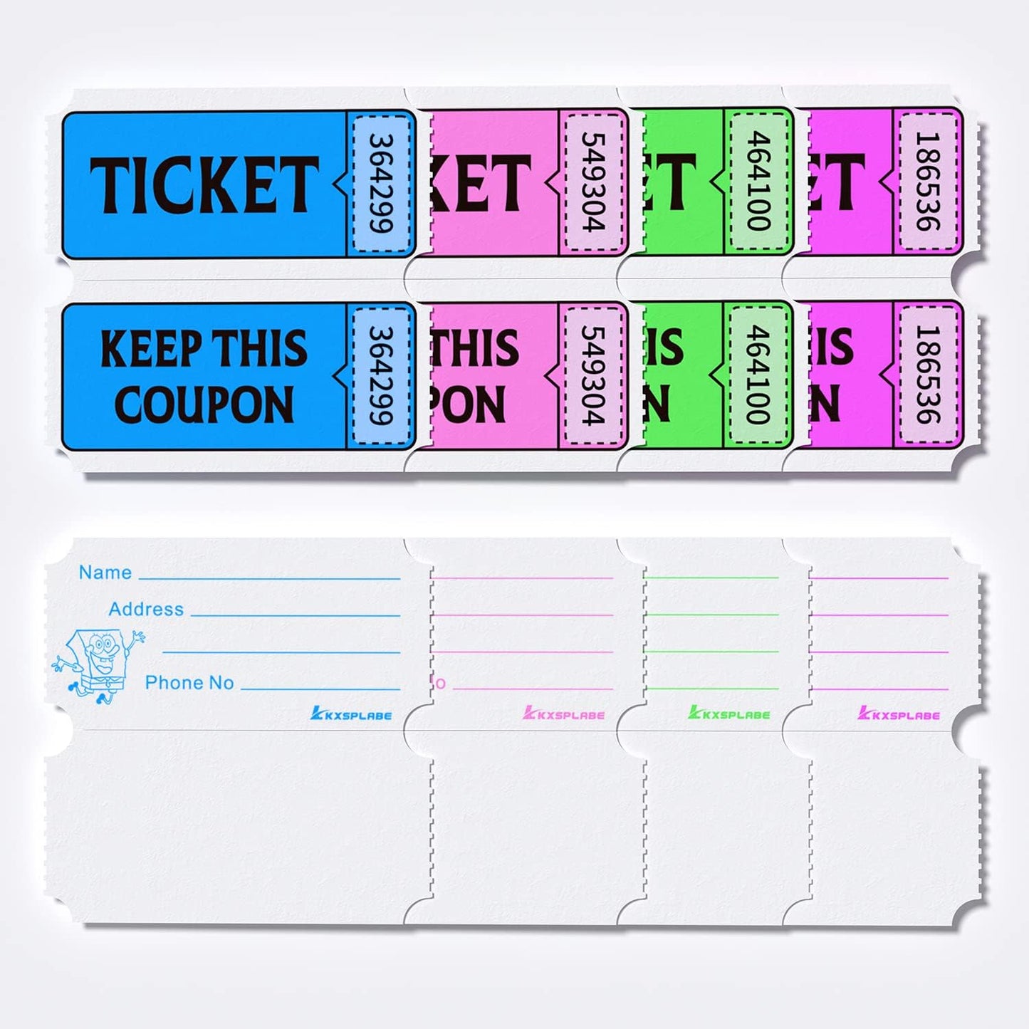 Fluorescence Raffle Tickets Double Roll 2000 Tickets Neon Green 50/50 Tickets for Events, Entry, Class Reward, Fundraiser & Prizes