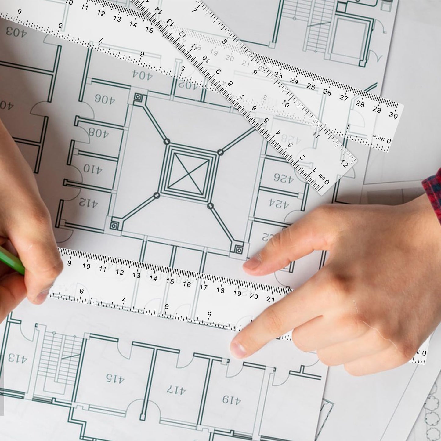 200 Pack 12 Inch Plastic Rulers Bulk, Clear Plastic Ruler, Transparent Ruler with Dual-Scale Measurement, Easy to Store, for Home, Office, Practical Use by KUKLIPJIM