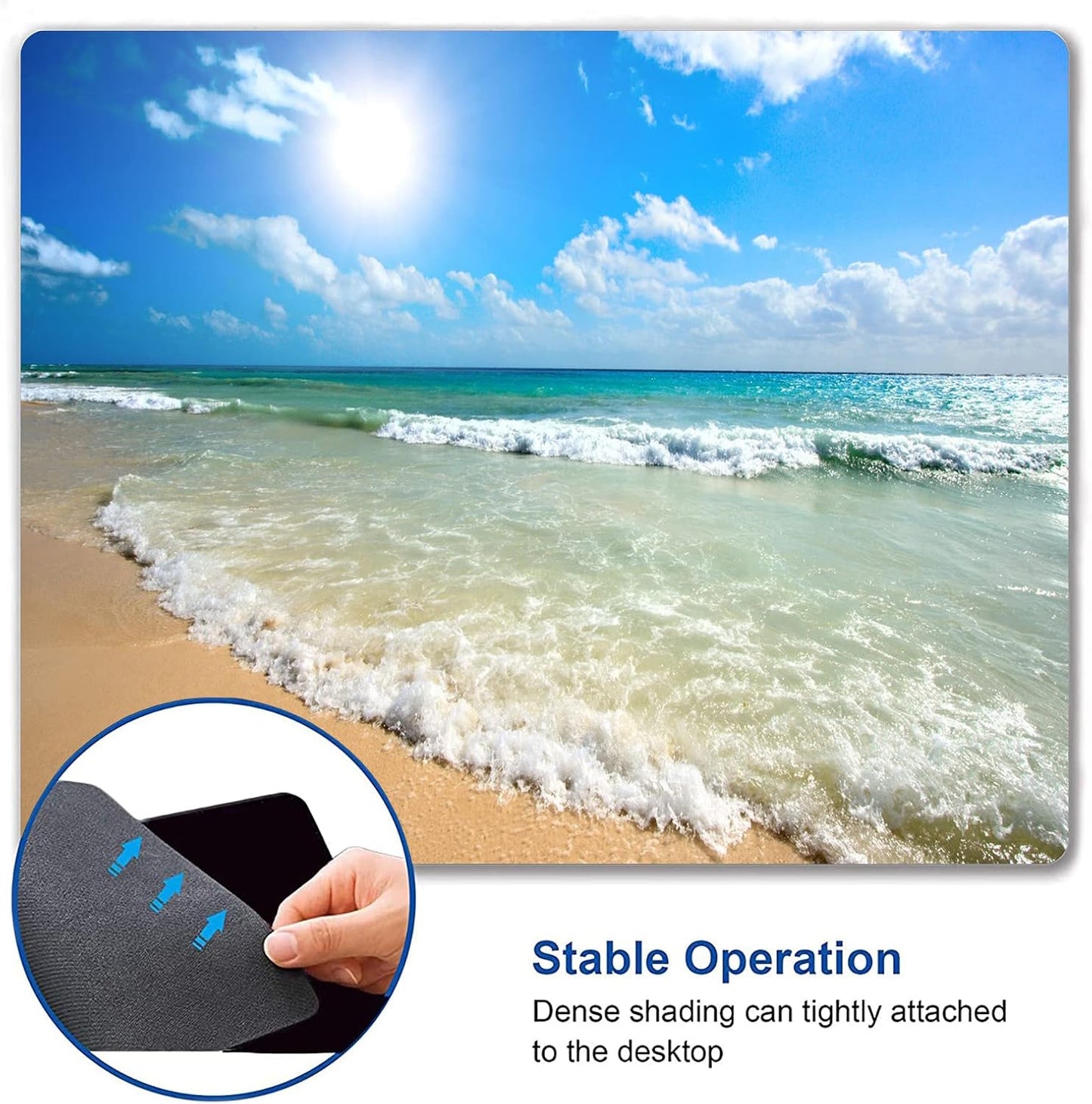 Customized Square Gaming Office Mouse Pad, Wave Beach Anti Slip Rubber Base Mouse Pad, Suitable for Desktop and Laptop Computer Mouse Pads